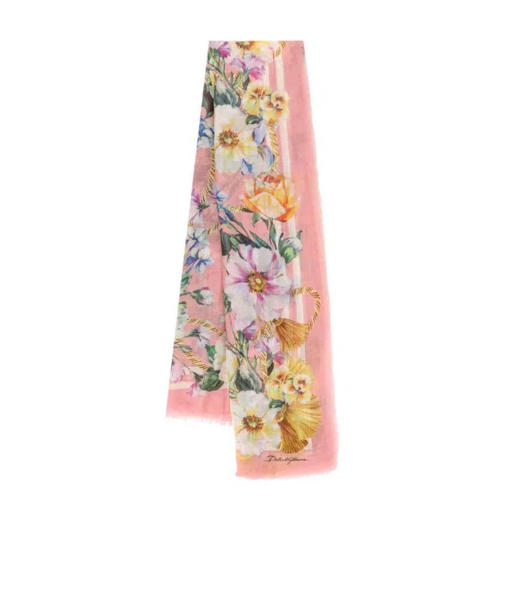 DOLCE & GABBANA Floral Printed Scarf In Pink Product Image