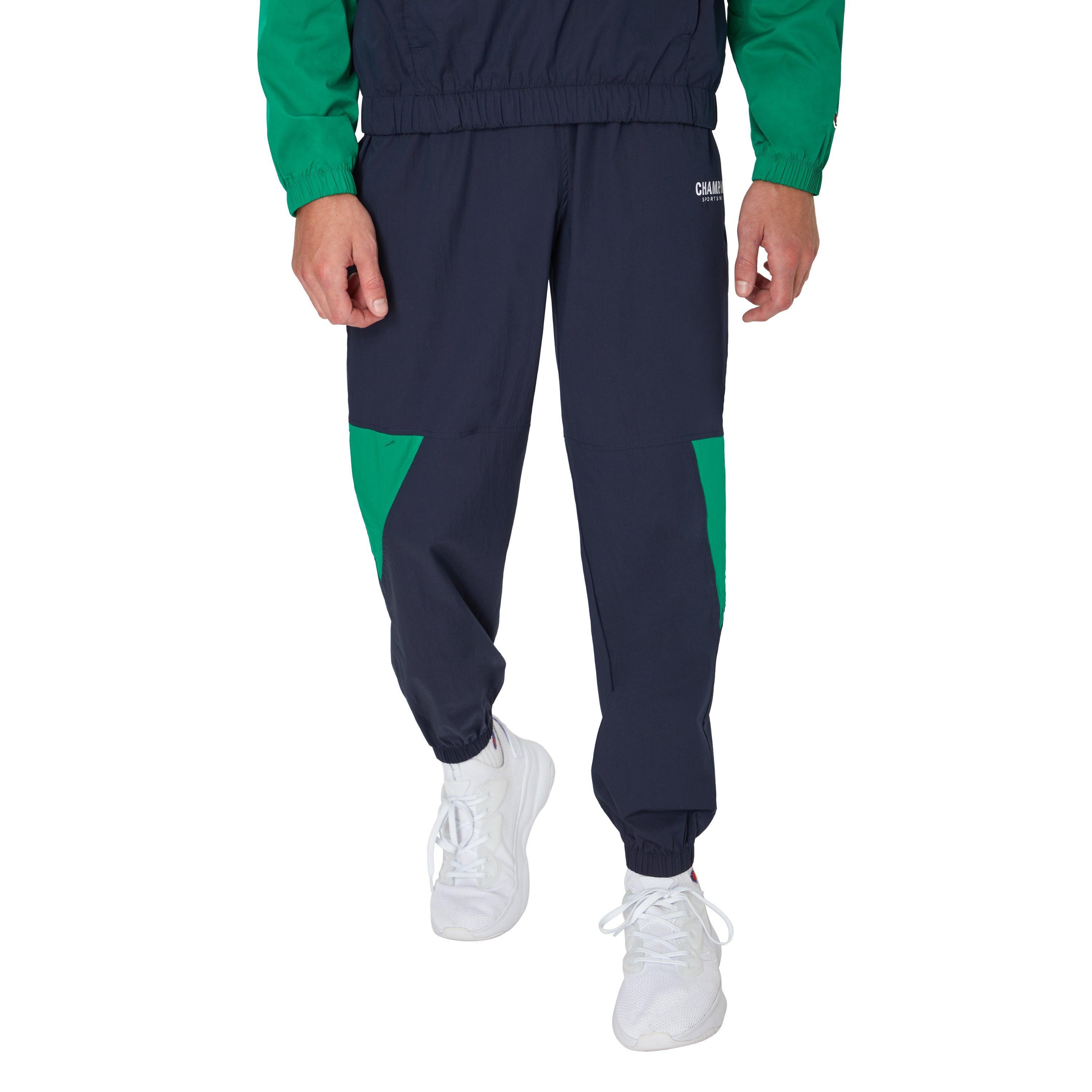 Mens Woven Stretch Pants, Champion Sportswear, 30 Navy/Fresh Green Leaf L Product Image