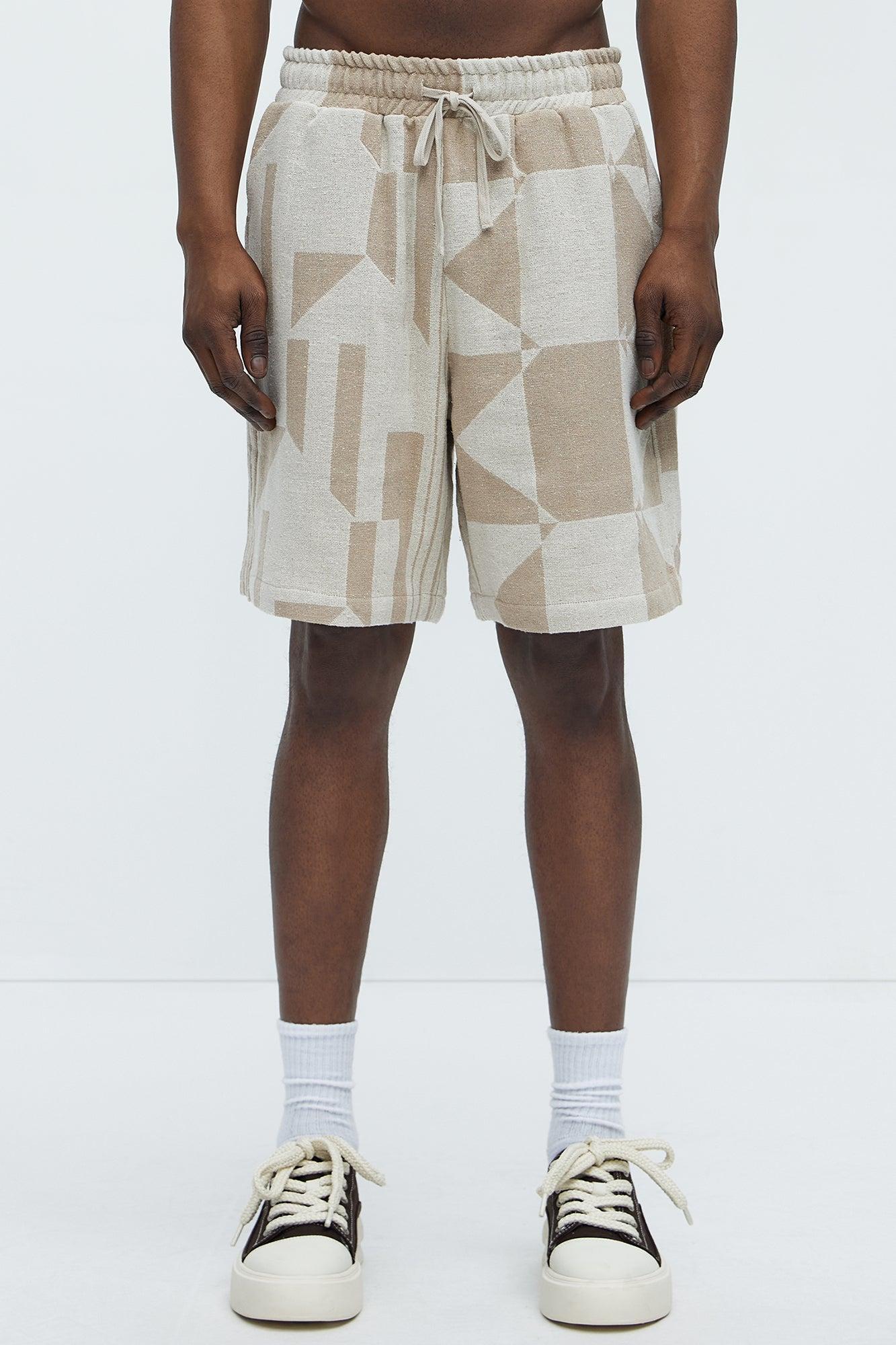 Abstract Relaxed Shorts - Cream/combo Product Image