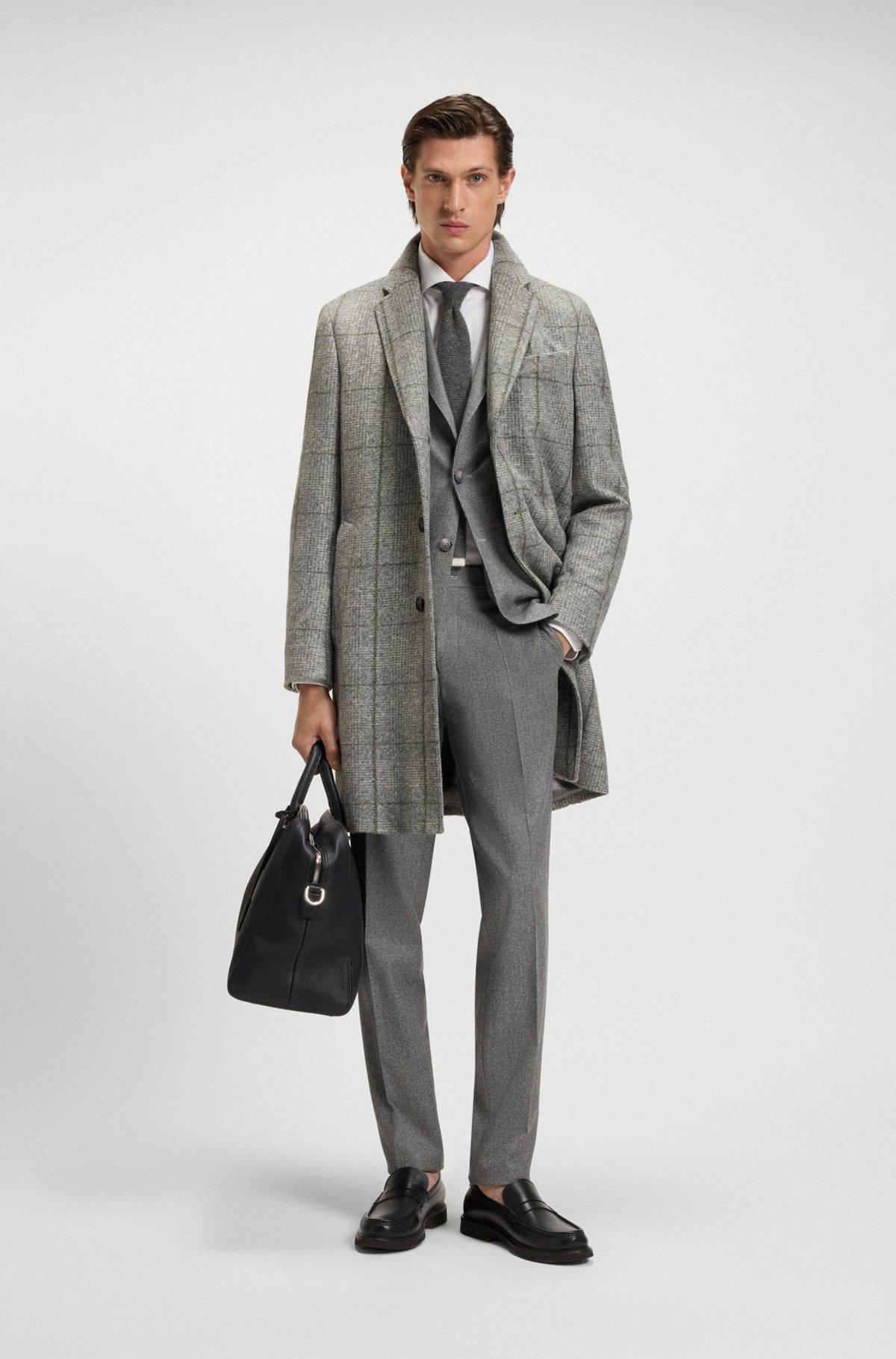 Slim-fit coat with plain check Product Image