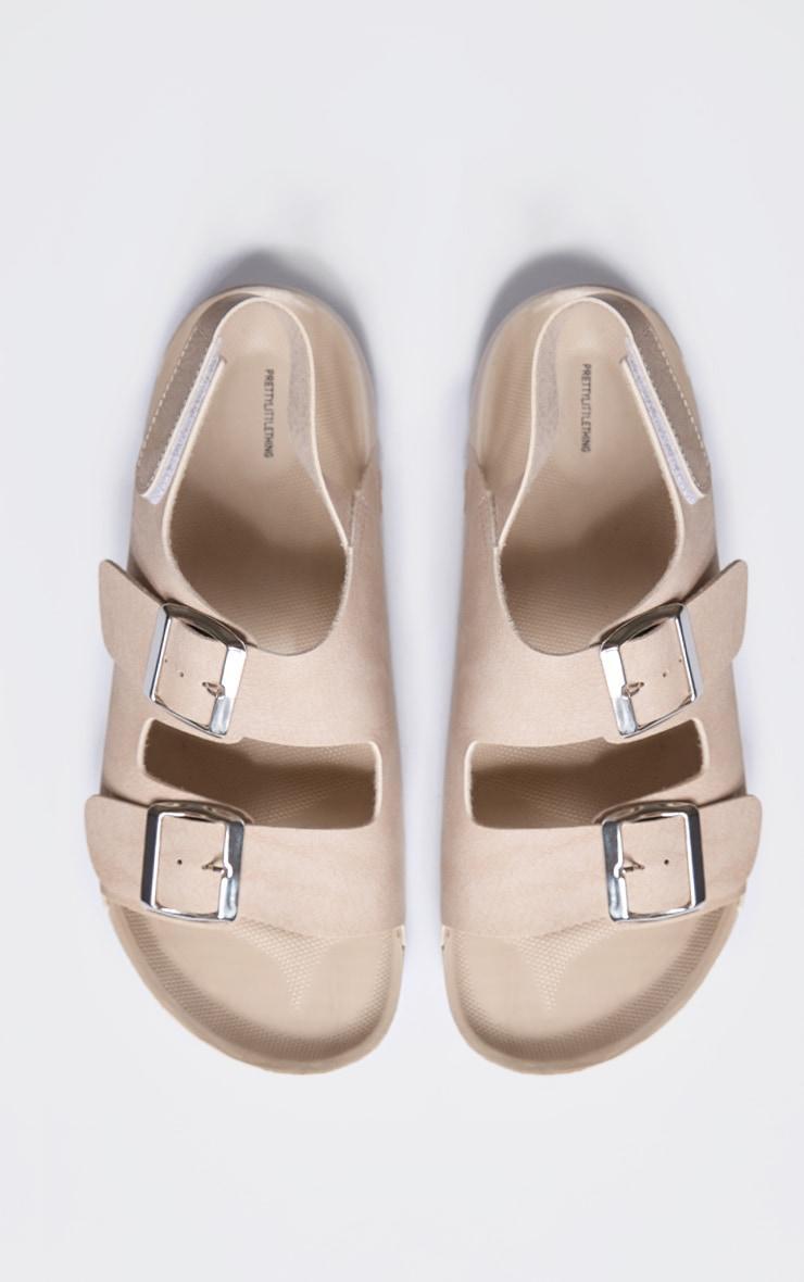 Beige Rubber Chunky Sole Buckle Detail Sling Back Sandals Product Image