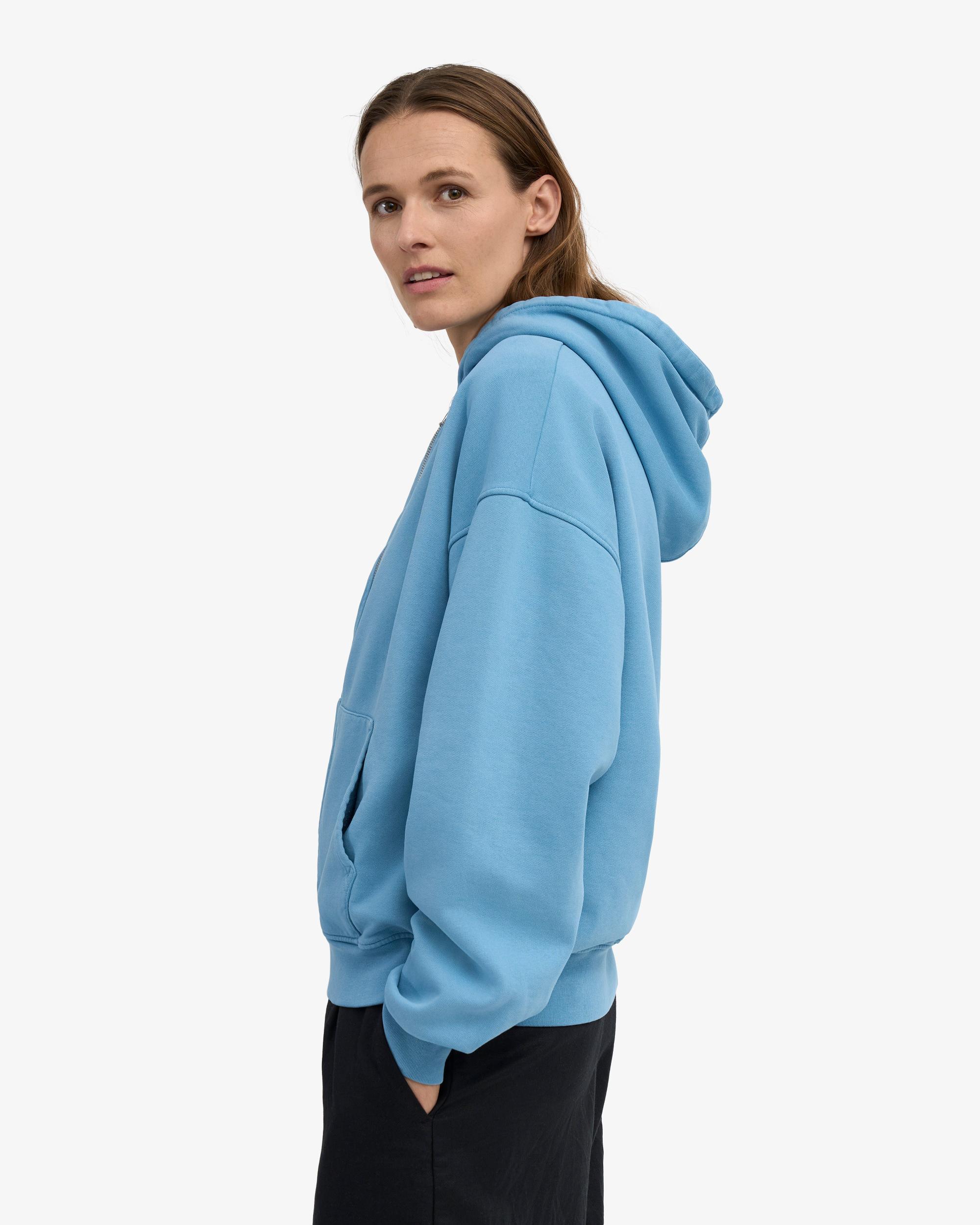 Organic Oversized Zip Hood - Pacific Blue Product Image