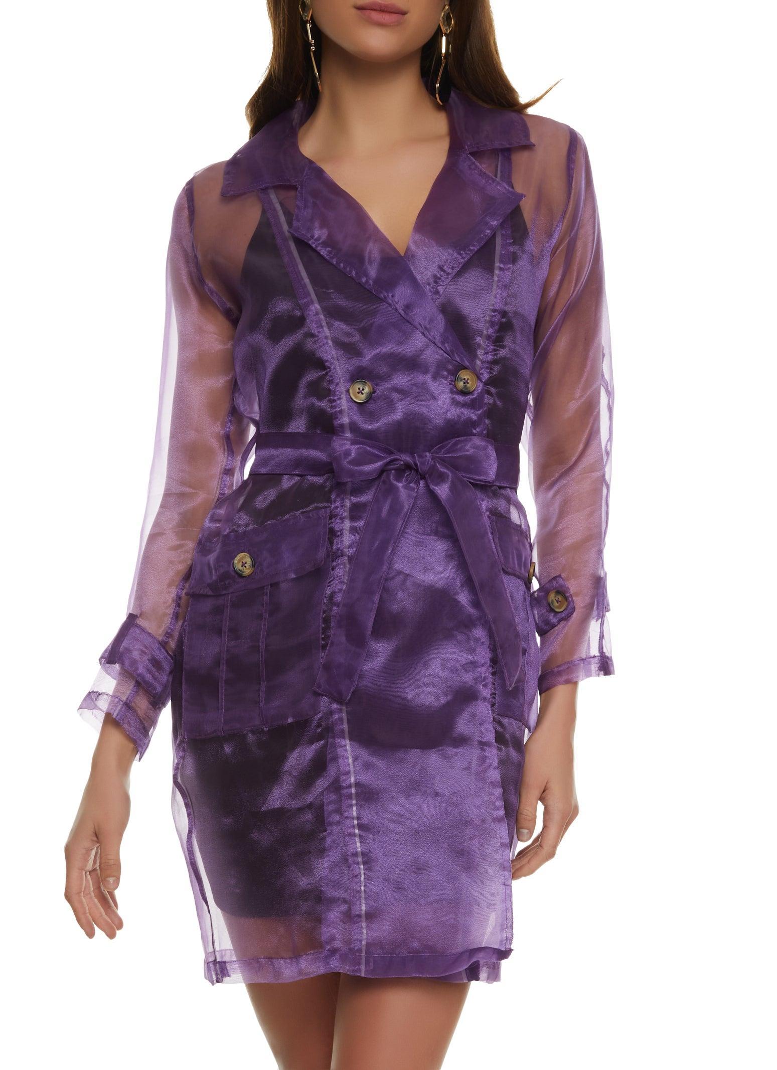 Womens Sheer Organza Trench Coat Product Image