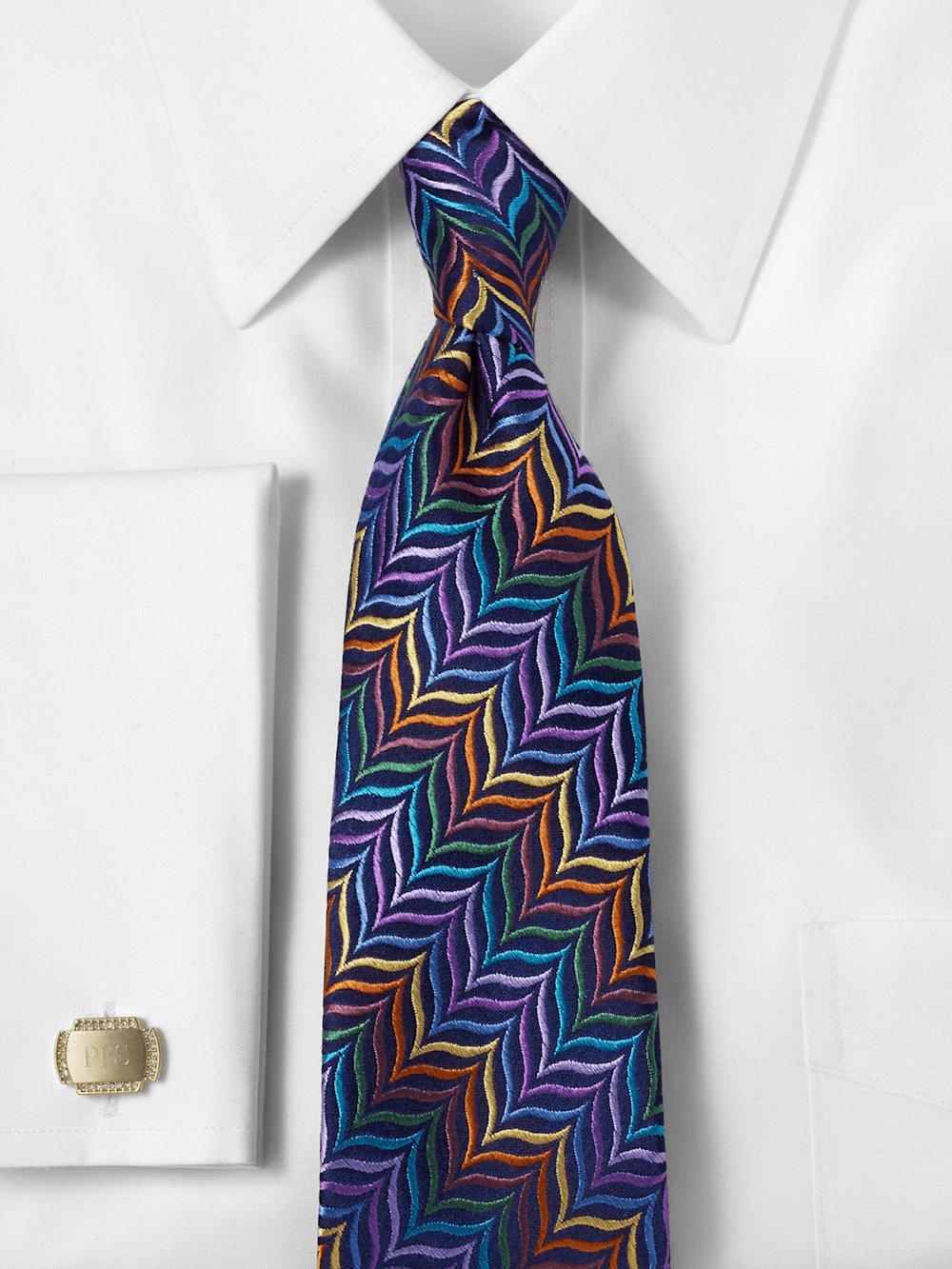 Herringbone Woven Silk Tie - Purple Multi Product Image