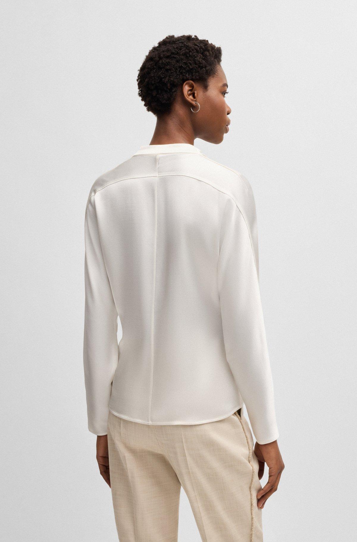 Regular-fit blouse with draped neckline Product Image
