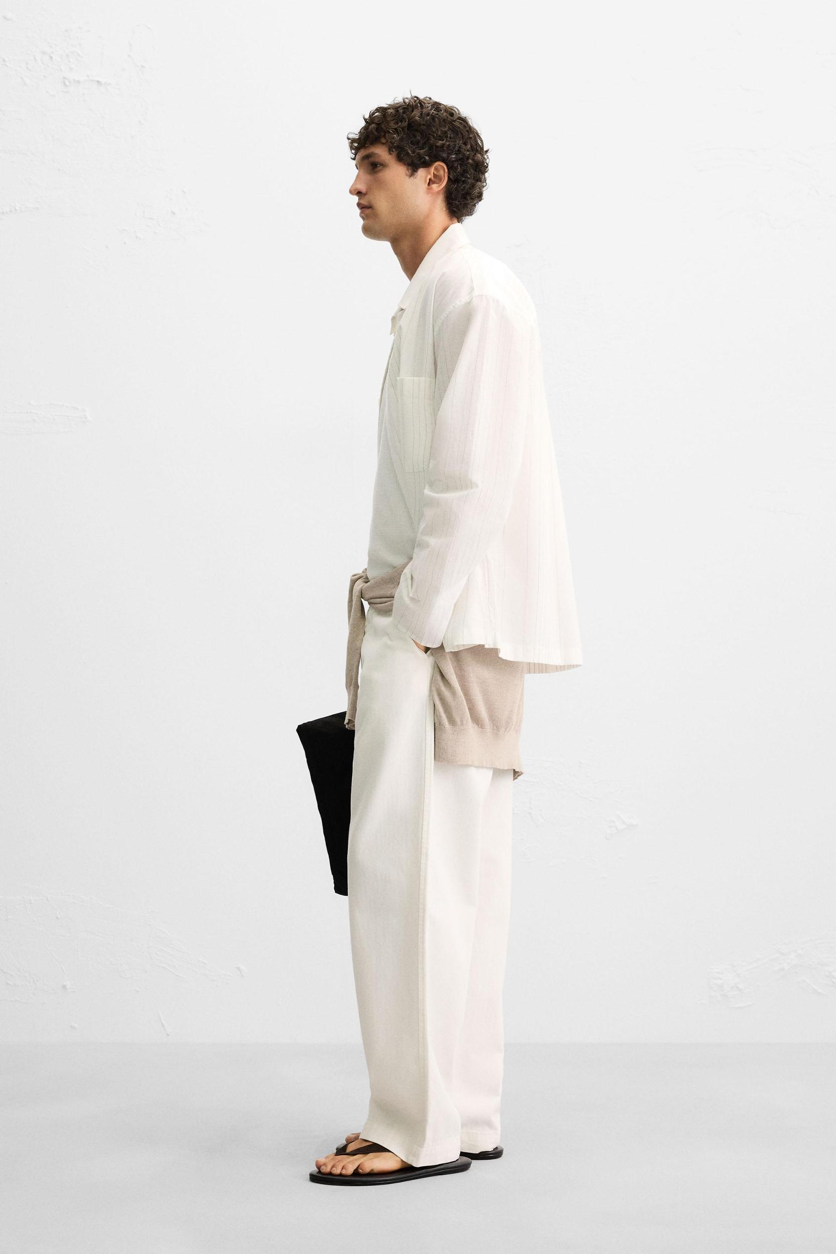 TEXTURED WEAVE STRIPED SHIRT Product Image