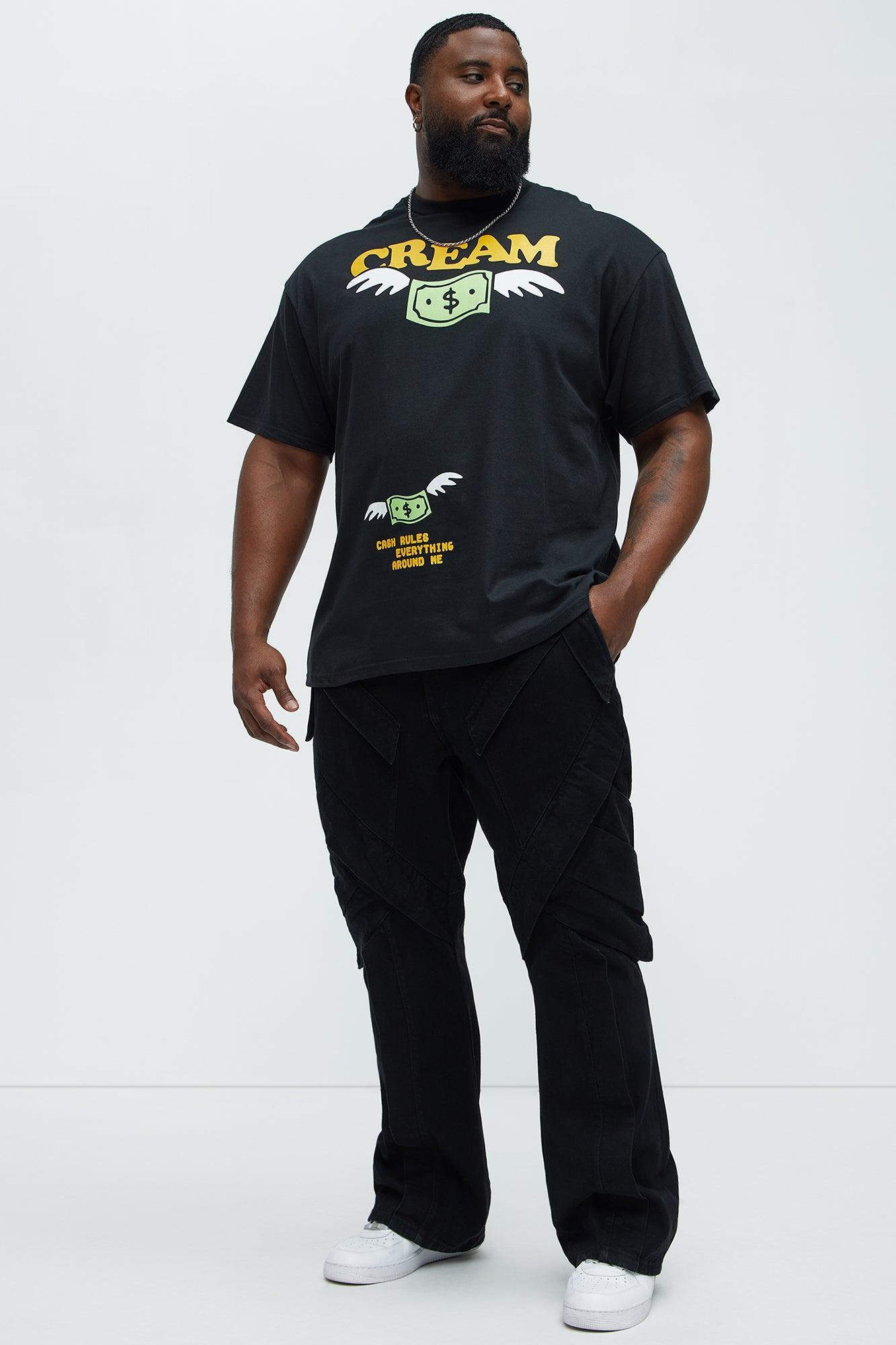 Flying Money Short Sleeve Crew Neck T shirt - Black Product Image