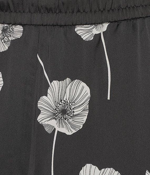KARL LAGERFELD PARIS Satin Crepe Floral Print Wide Leg Coordinating Pants Product Image