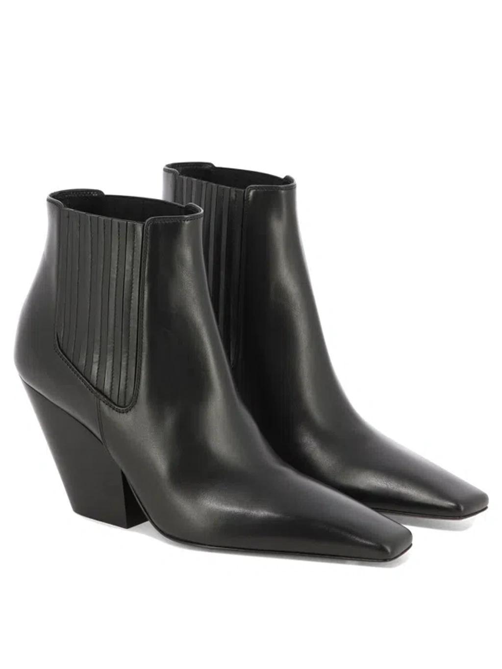 CASADEI Ankle Boots In Black Leather In Nero Neri E Grigi Product Image