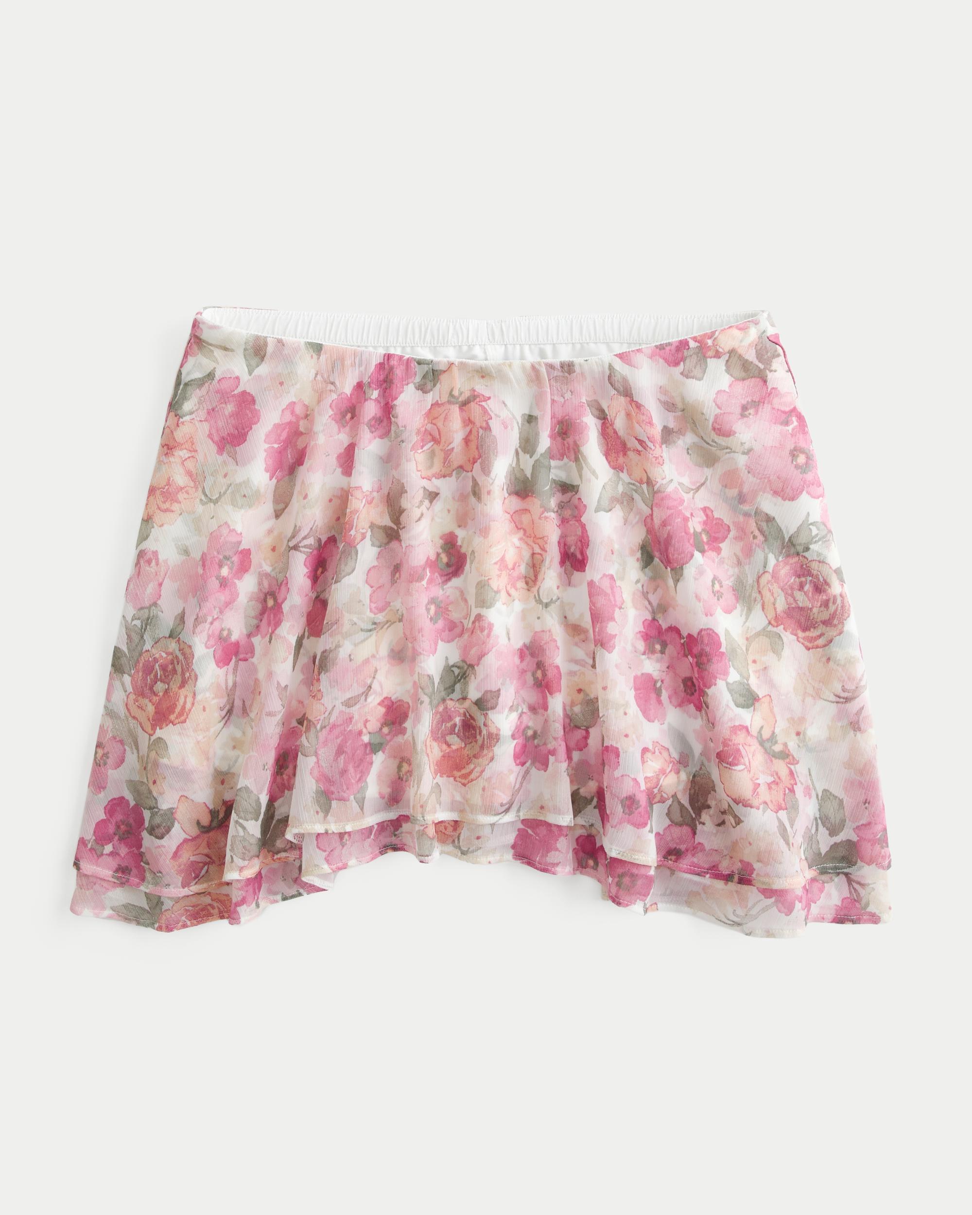 Chiffon Asymmetrical Hem Mini Skirt Product Image