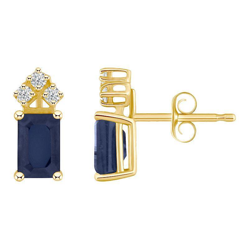 Celebration Gems 14k Gold Emerald Cut Tanzanite & 1/8 Carat T.W. Diamond Stud Earrings, Women's, 14k Whgold Product Image