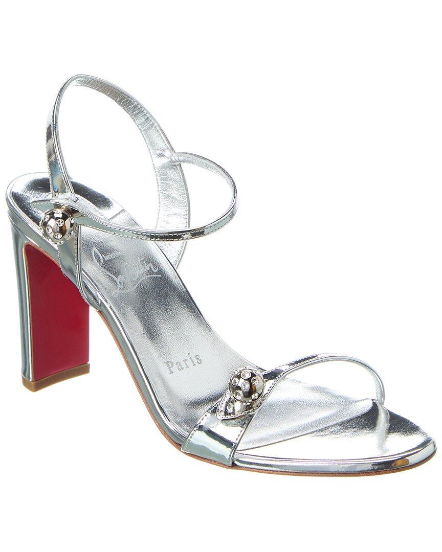 CHRISTIAN LOUBOUTIN Atmospheria Metallic Sphere Red Sole Sandals In Silver Product Image