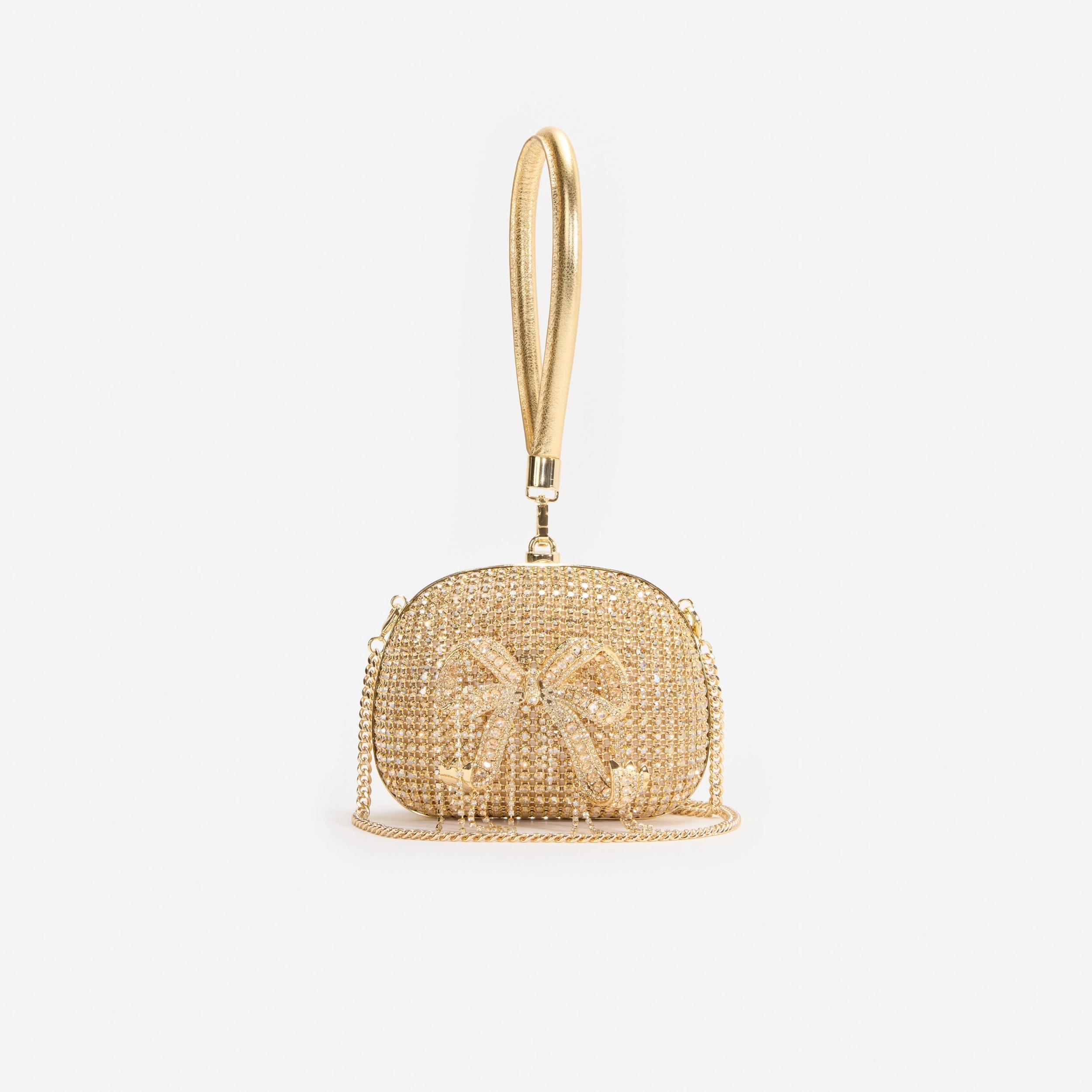 Gold Crystal Top Handle Clutch Bag Product Image
