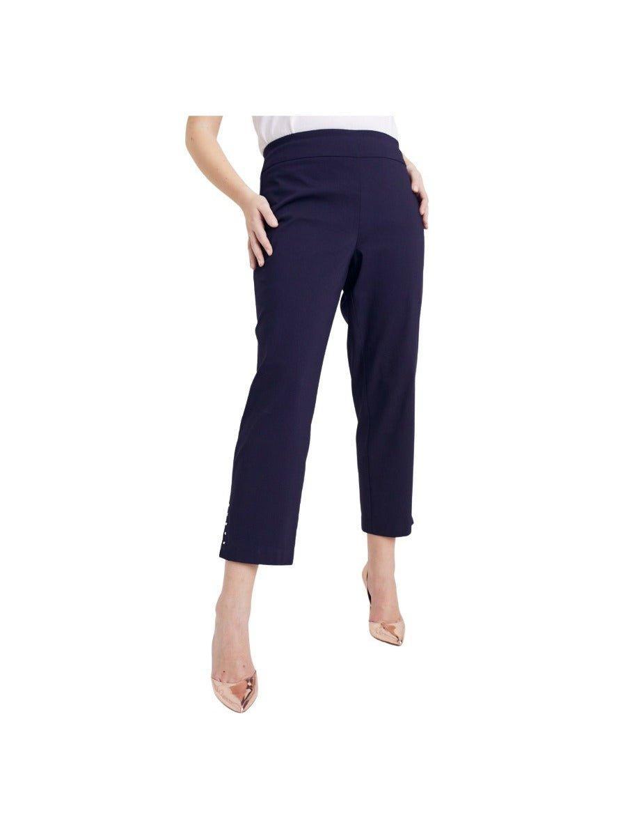 Roz & Ali™ Solid Millennium Tummy Panel Pull On Ankle Pants With Rivet Trim Bottom - Misses Product Image