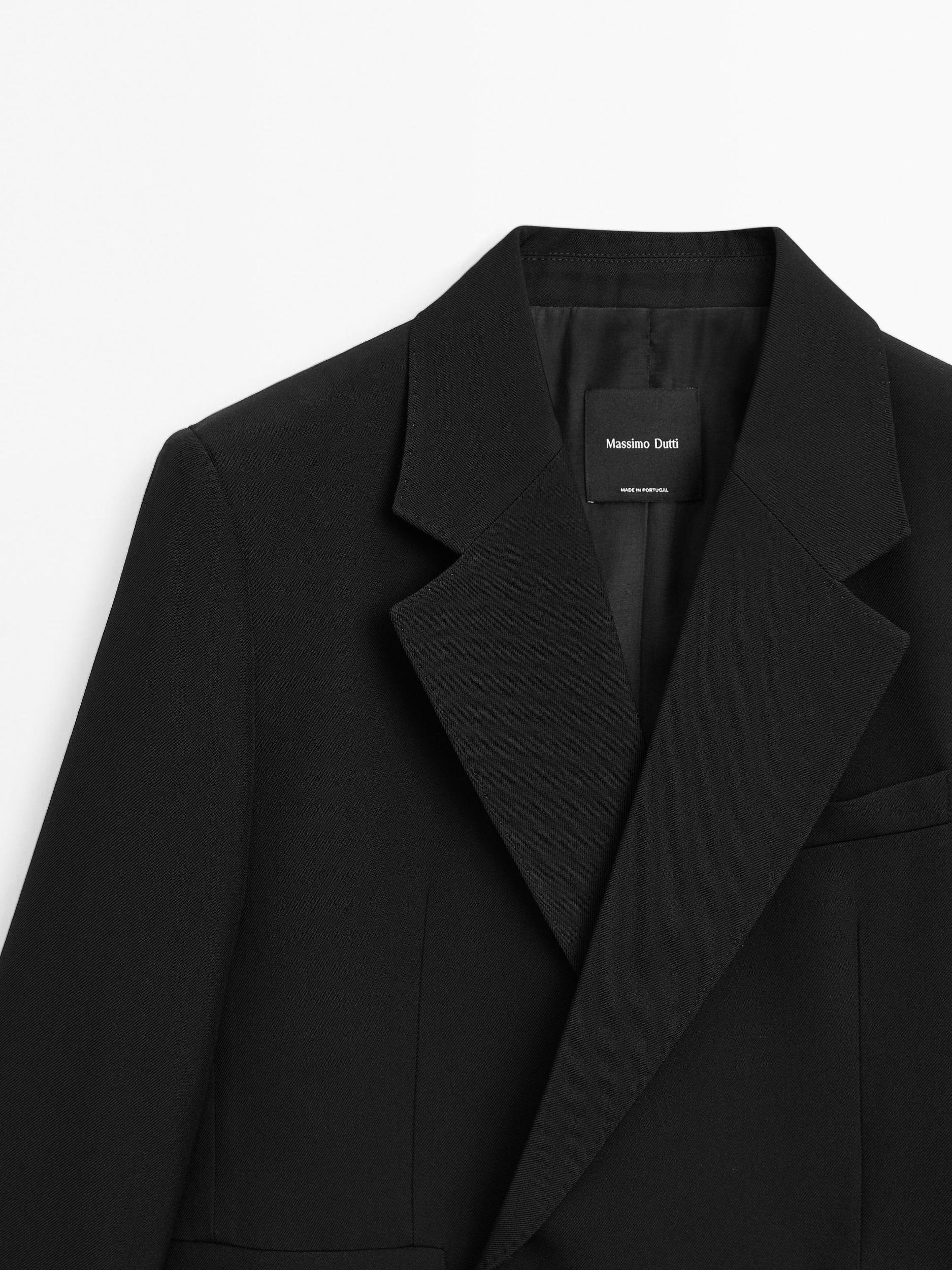 Cropped wool blend double-breasted blazer Product Image