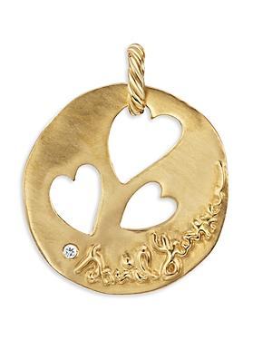 Womens DY Elements Large Open Hearts Pendant In 18K Yellow Gold With Diamonds Product Image