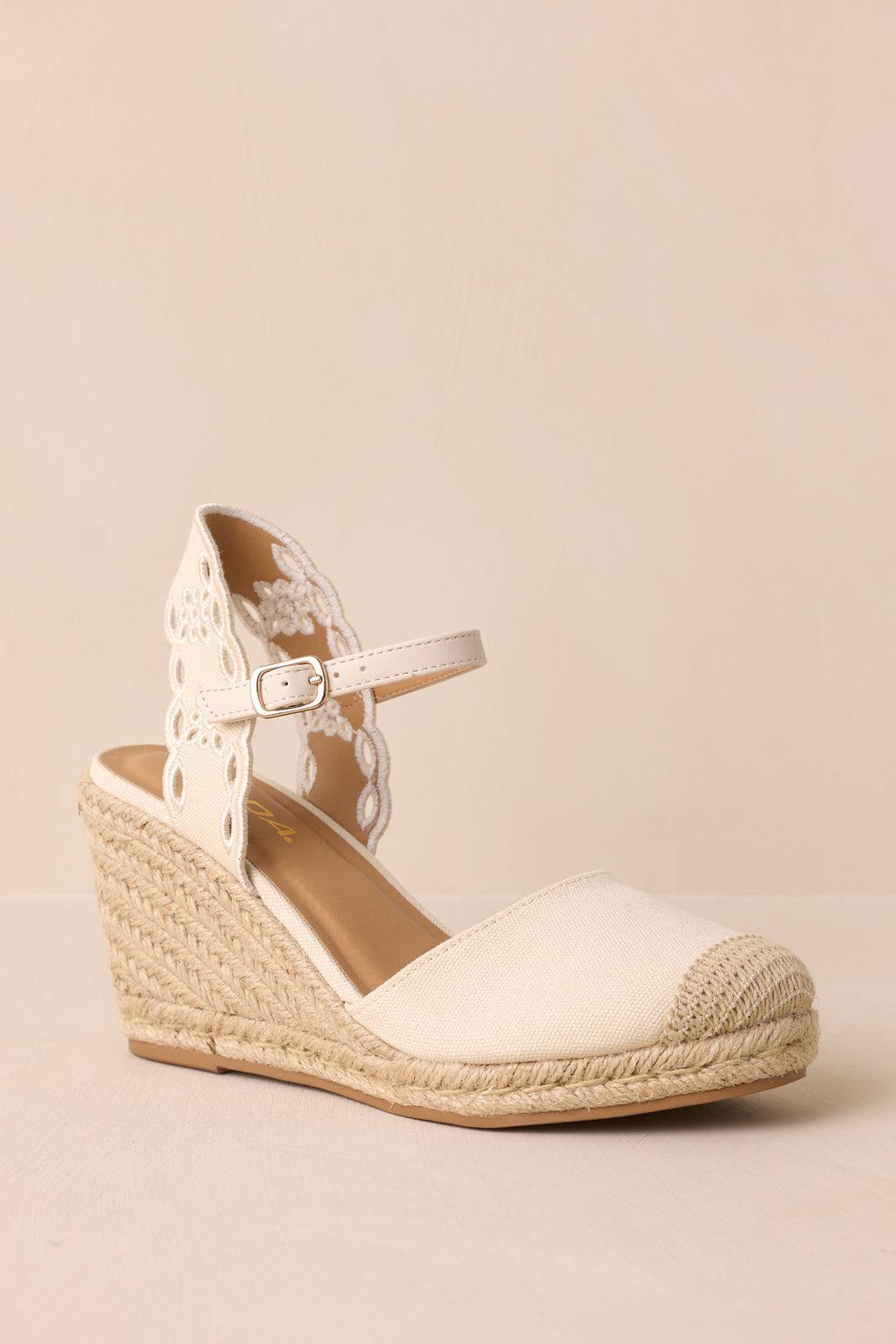 Along The Shore Beige Espadrille Platform Wedges Product Image