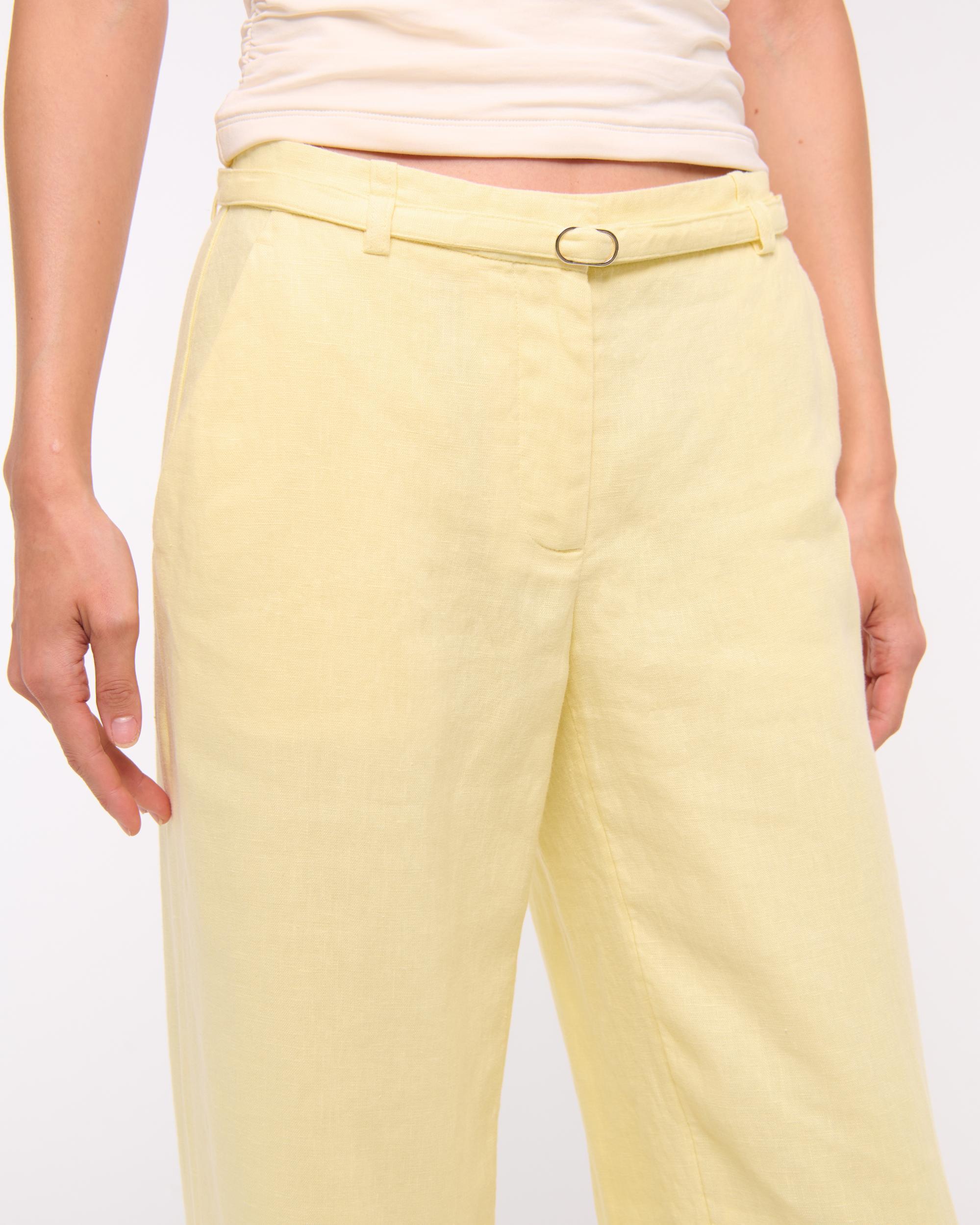 Premium Linen Belted Wide Leg Pant Product Image