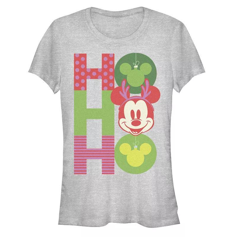 Disney's Mickey Mouse Juniors' Christmas Ornaments Graphic Tee, Women's, Size: Small, Athletic Grey Product Image