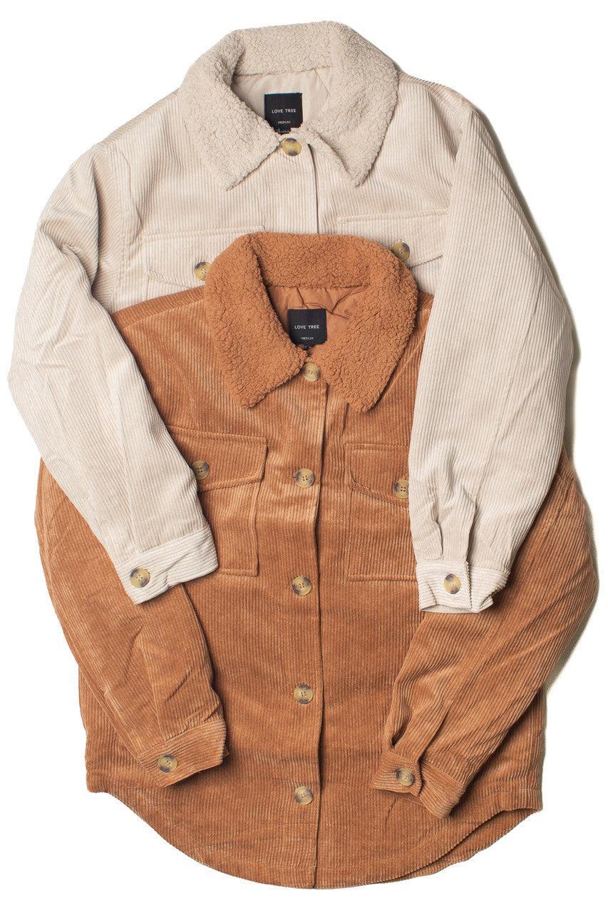 Sherpa Trim Corduroy Shacket Product Image