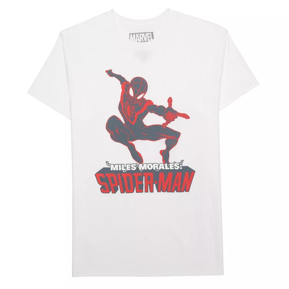 Men's Marvel Spider-Man Miles Morales Action Graphic Tee, Size: Large, White Product Image