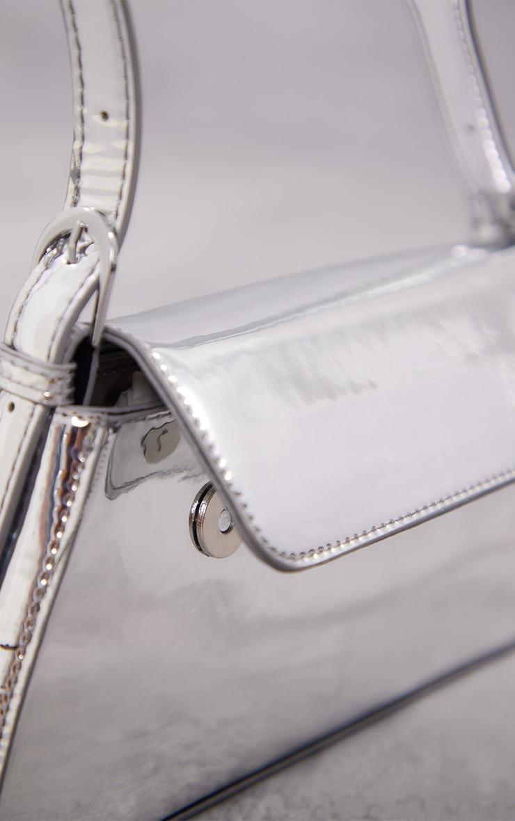 Silver Metallic Trapeze Shoulder Bag Product Image