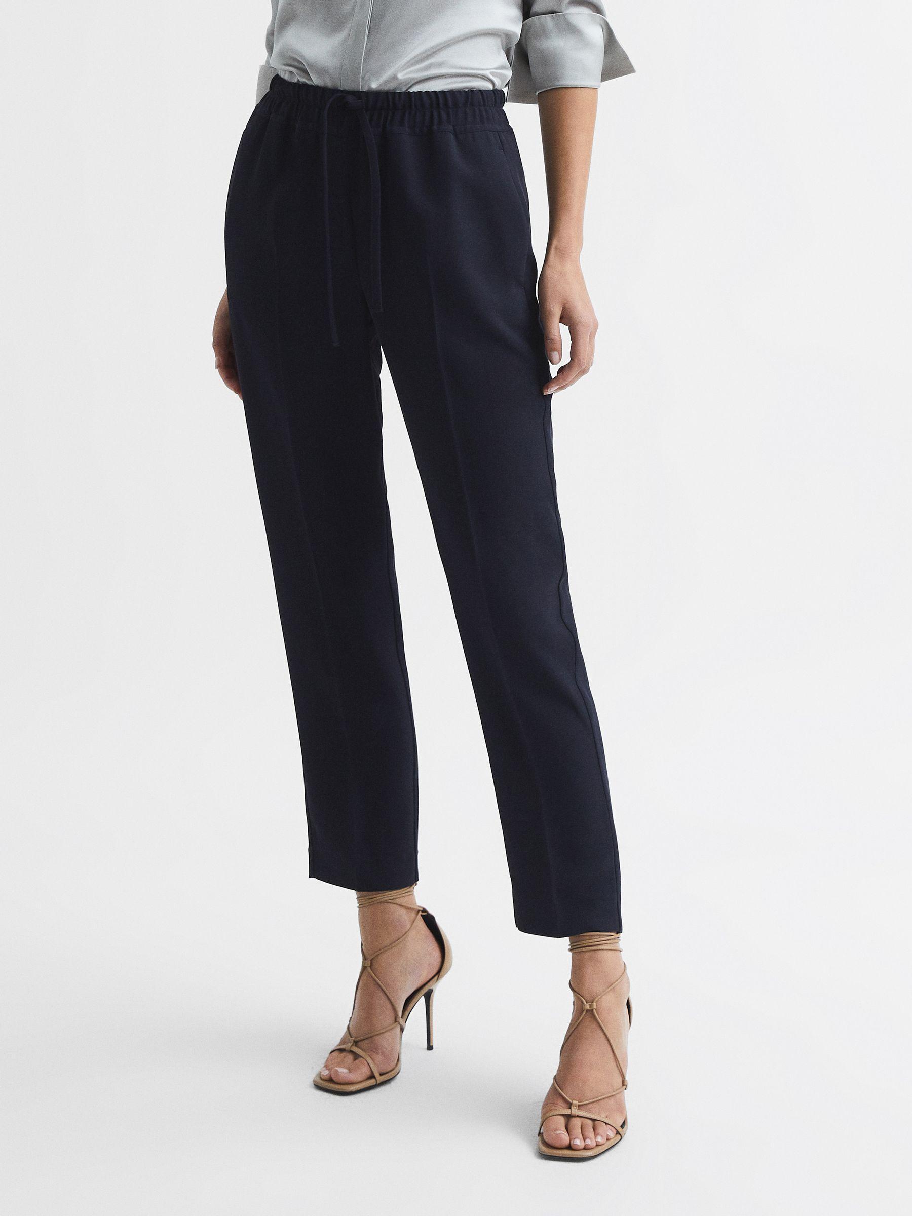 Petite Tapered Pull On Trousers in Navy Product Image