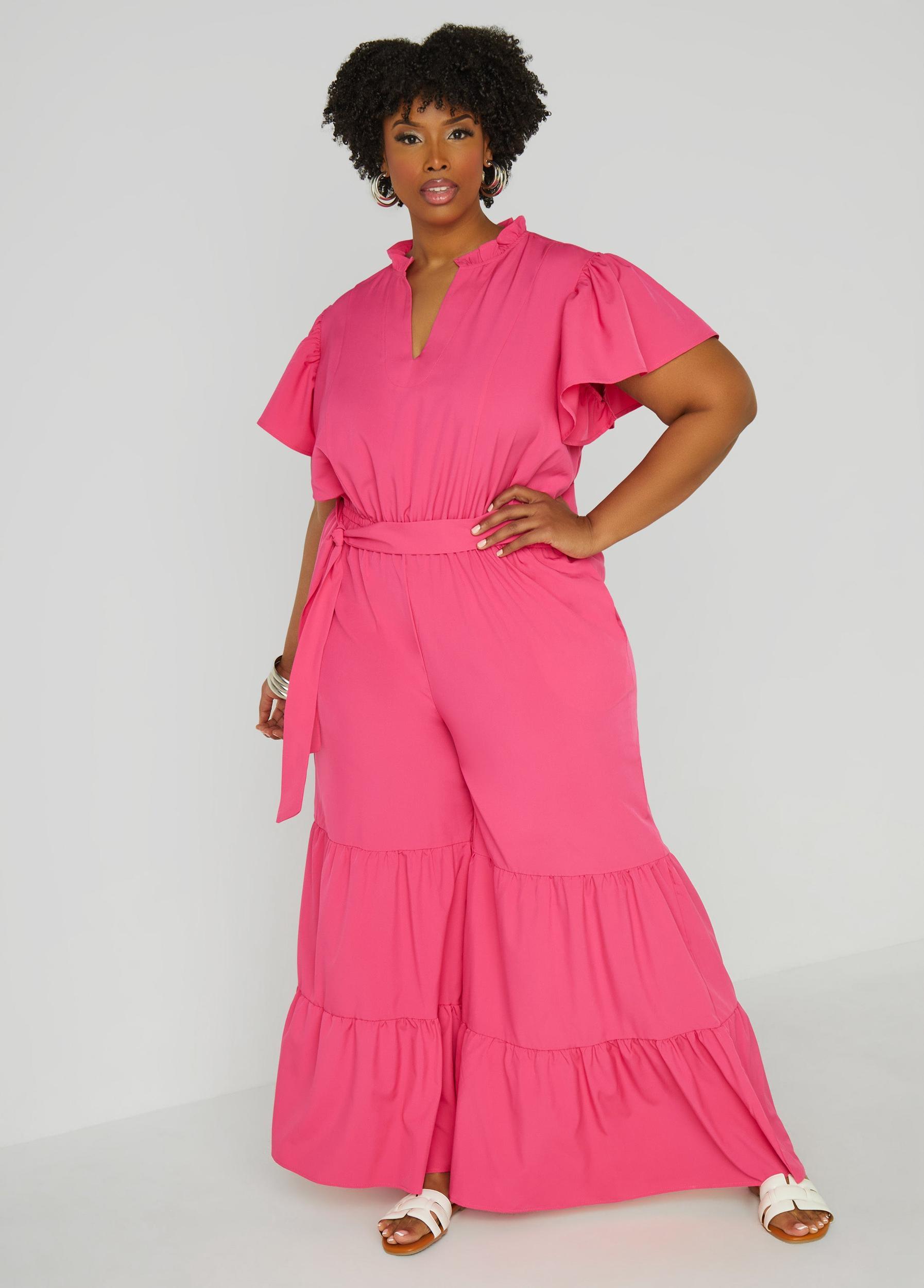 Plus Size Ruffled Wide Leg Jumpsuit Ashley Stewart Product Image
