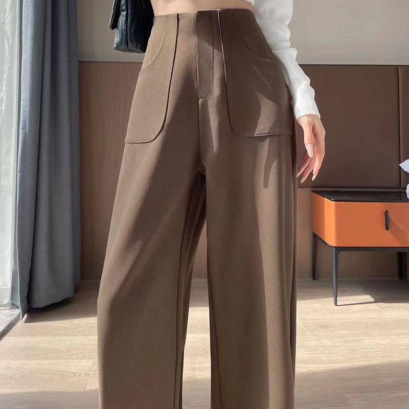 High Rise Plain Wide Leg Pants (Various Designs) Product Image