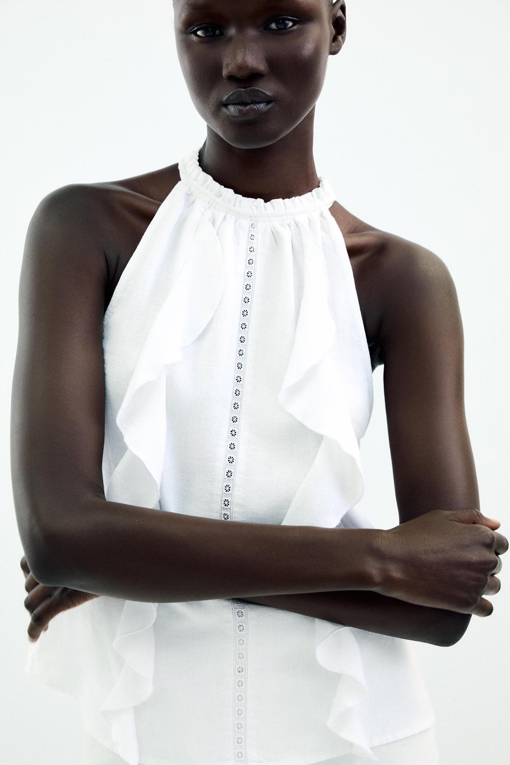 RAMIE RUFFLE HALTER TOP Product Image