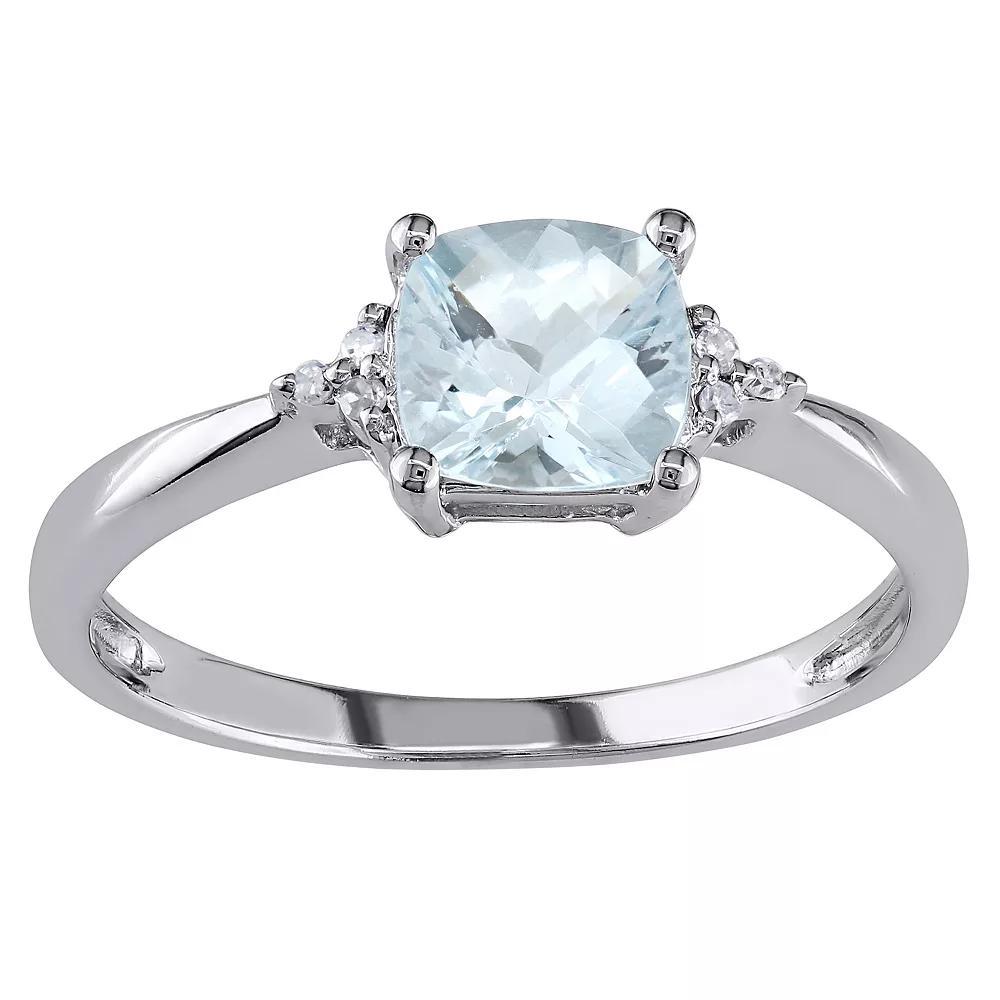 Stella Grace 10k White Gold Aquamarine & Diamond Accent Solitaire Ring, Women's, Size: 7 Product Image