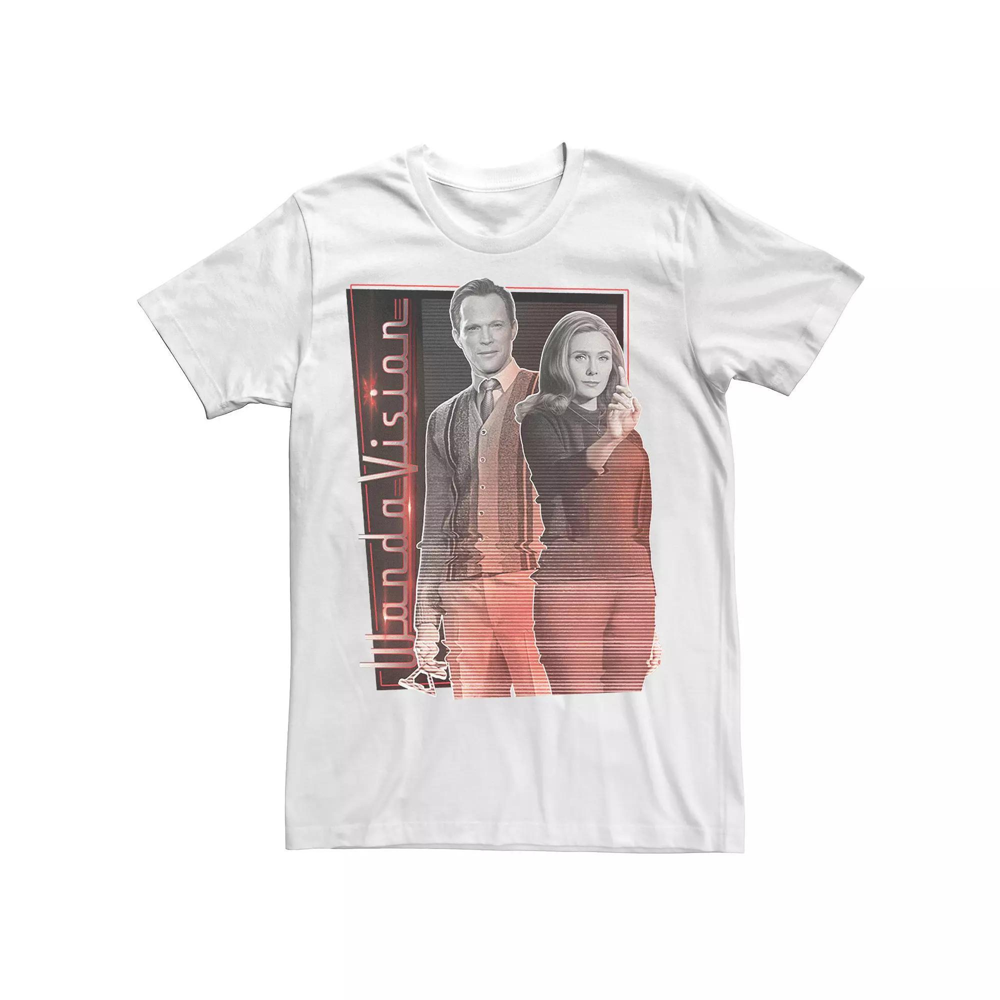 Men's Marvel WandaVision Wanda & Vision Glitch Portrait Tee, Size: Small, White Product Image