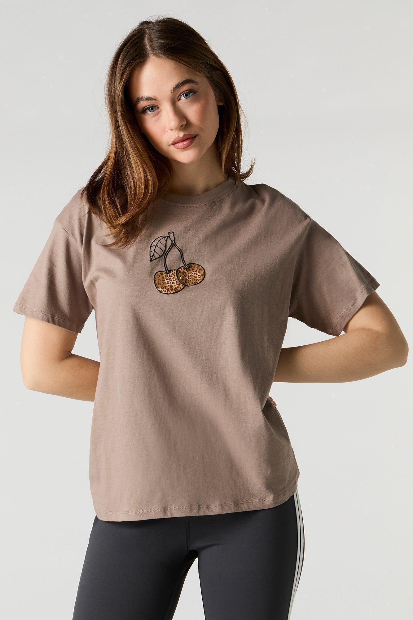 Cheetah Cherry Graphic Boyfriend T-Shirt Female Product Image