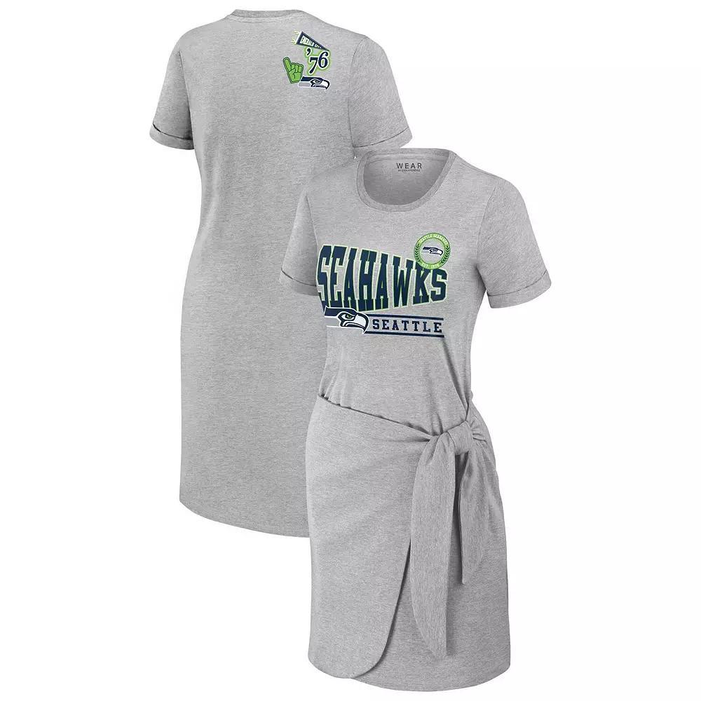 Women's WEAR by Erin Andrews Heather Gray Seattle Seahawks Knotted T-Shirt Dress,  Product Image