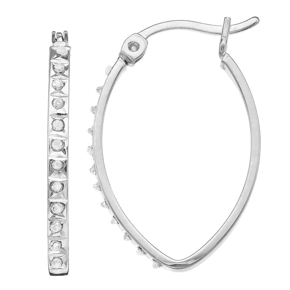 Diamond Mystique Sterling Silver Diamond Accent Oval Hoop Earrings, Women's, White Over Silver Product Image
