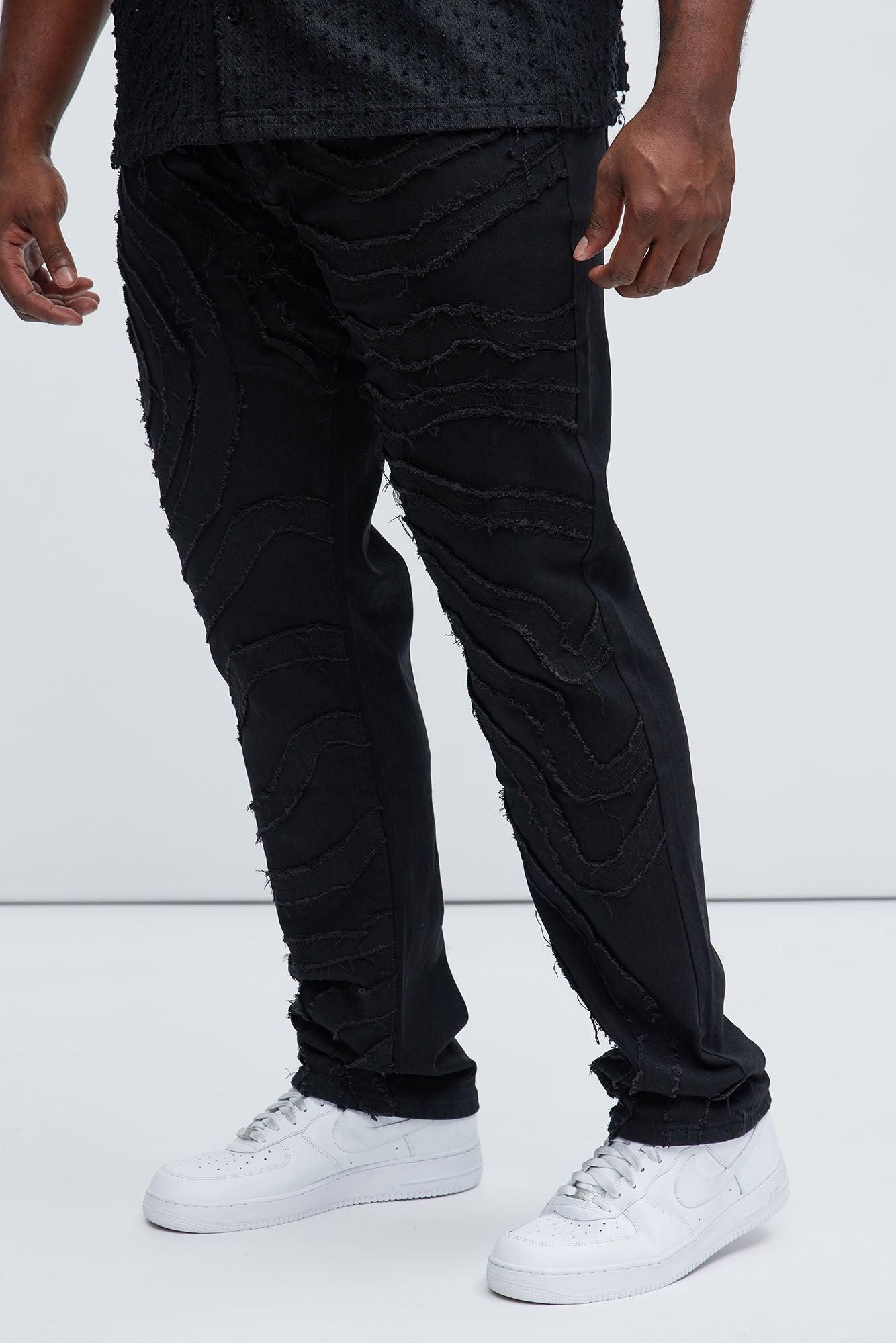 Frayed Lines Slim Jeans - Black Product Image