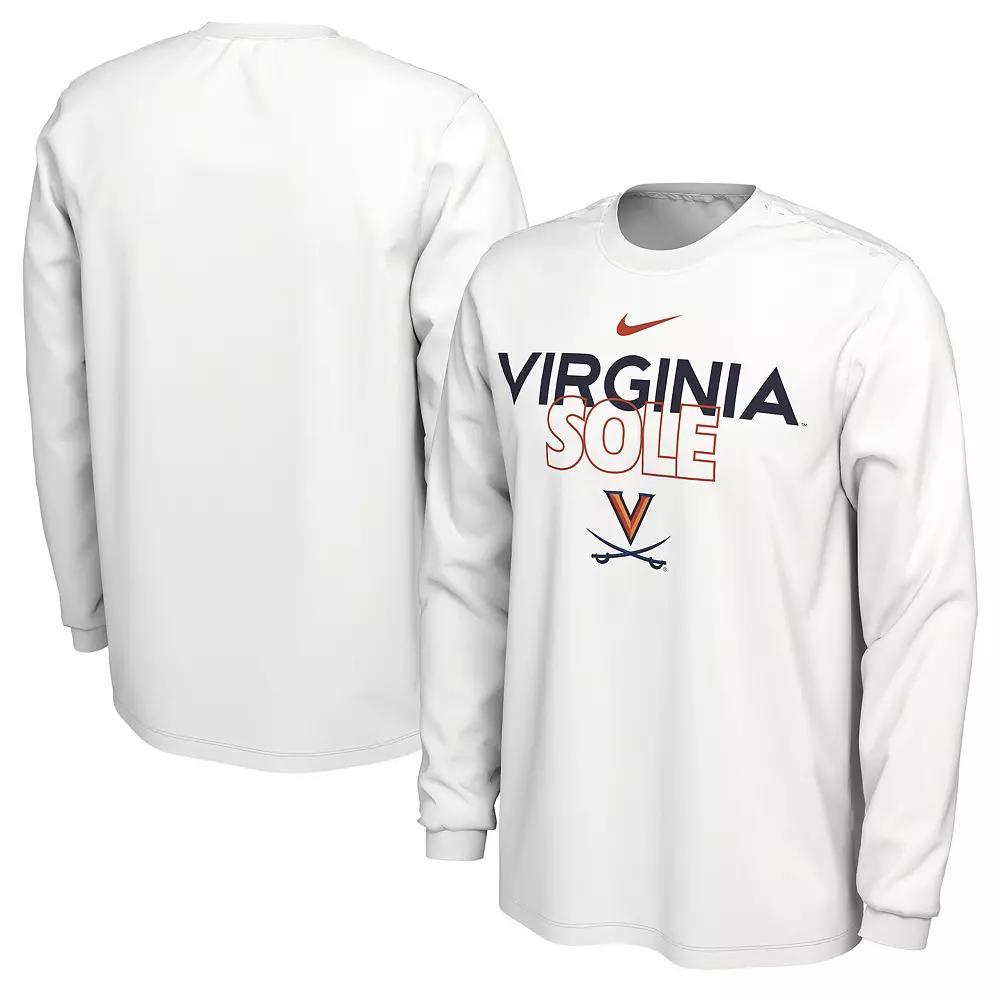 Nike White Virginia Cavaliers 2023 On Court Bench Long Sleeve T-Shirt, Men's, Size: 2XL Product Image