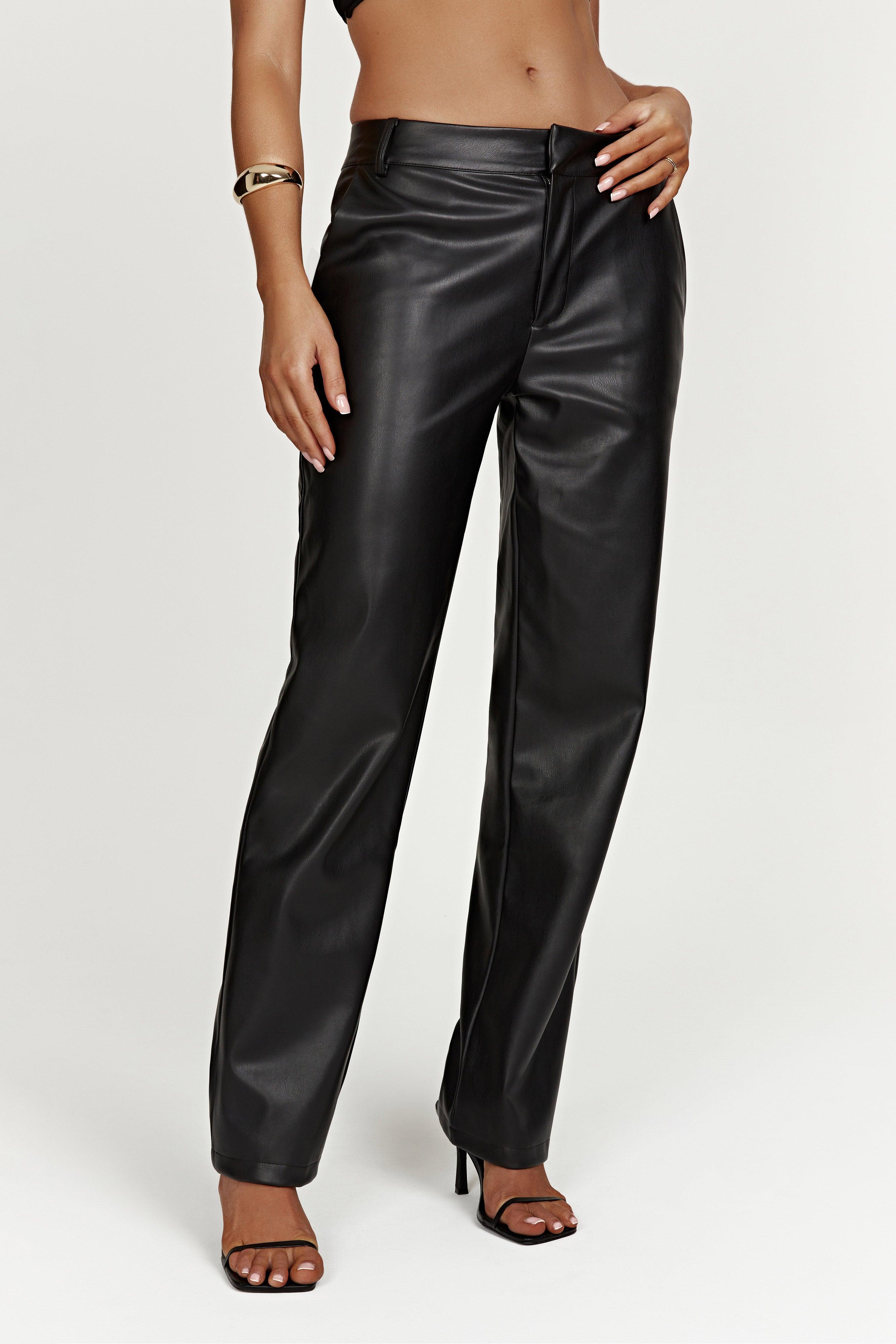 Matilda Slouchy Low Rise Faux Leather Pant - Black Product Image