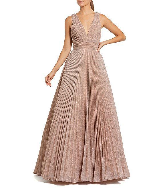 Mac Duggal Deep V-Neck Organza Shimmer Ball Gown Product Image