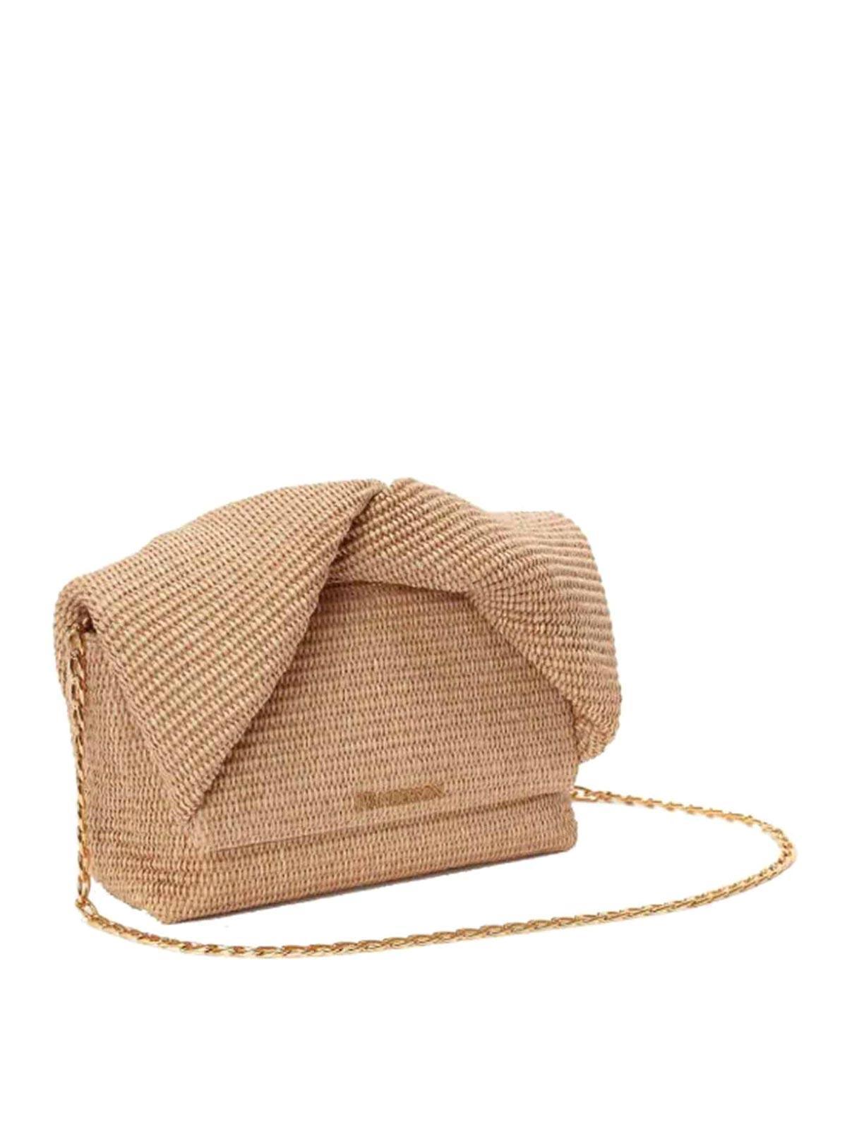 JW ANDERSON Large Raffia Twister Top-handle Bag In Beige Product Image