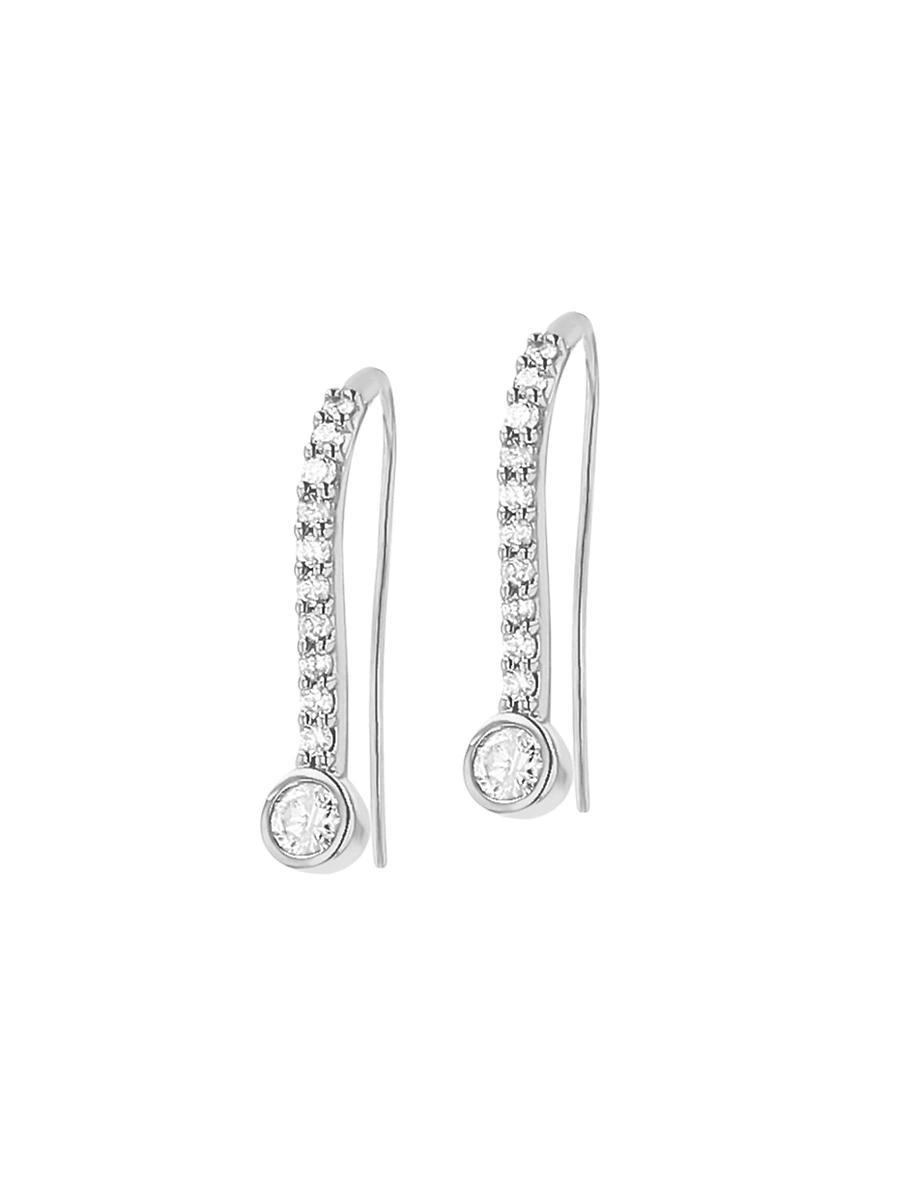 Womens Sterling Silver & 0.38 TCW Diamond Drop Earrings Product Image