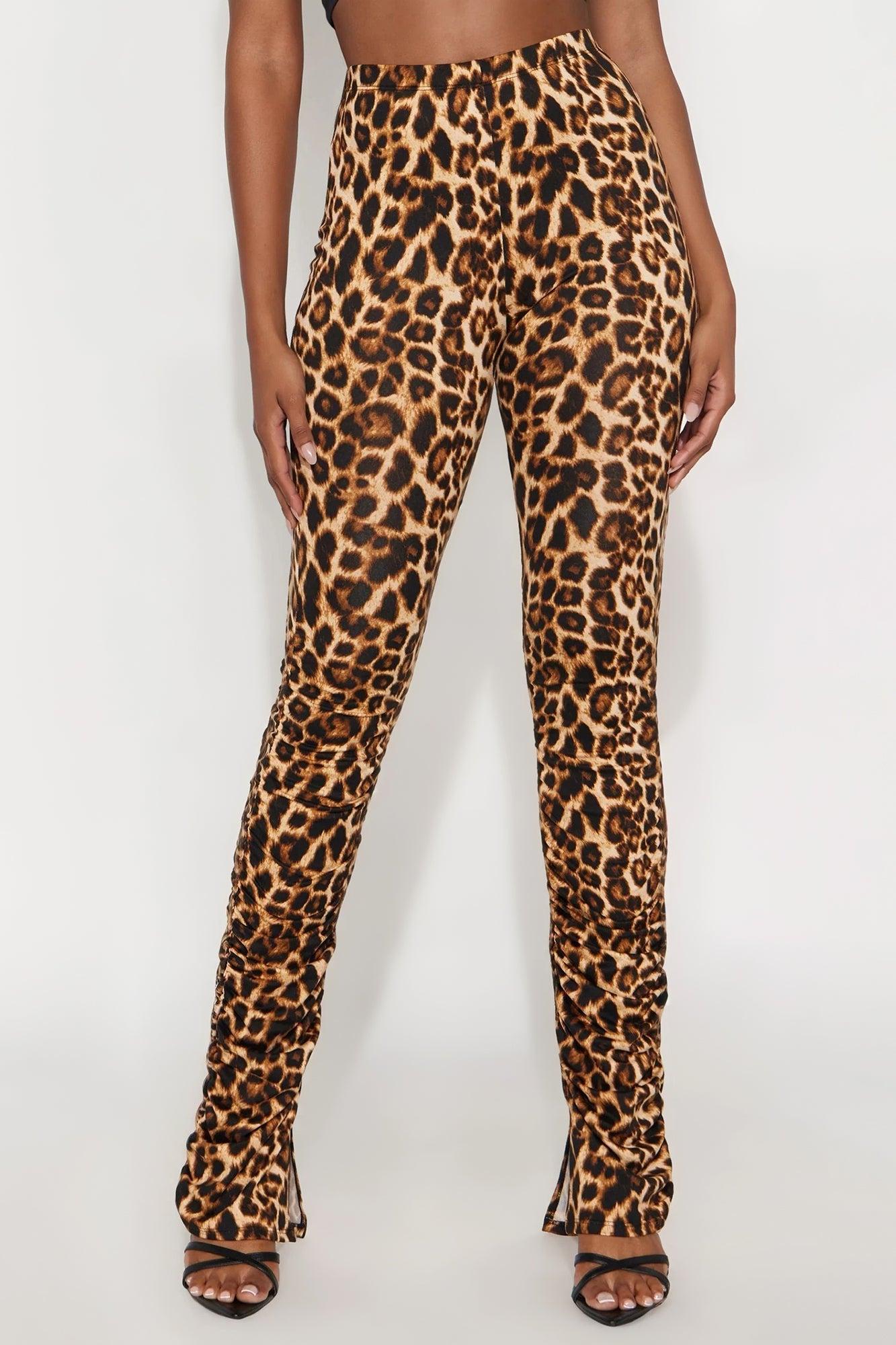Labeled Leopard Stacked Skinny Pant - Leopard Female Product Image