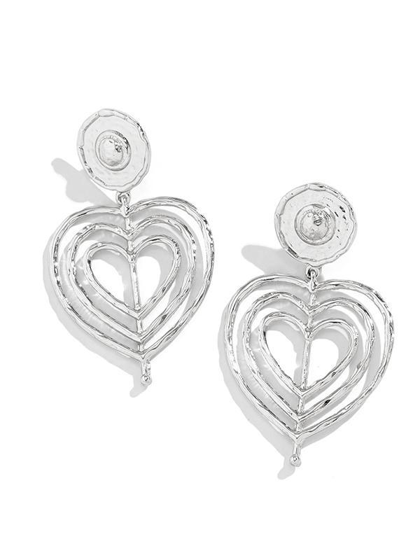 Normcore Geometric Heart Shape Hollow Solid Color Drop Earrings Product Image