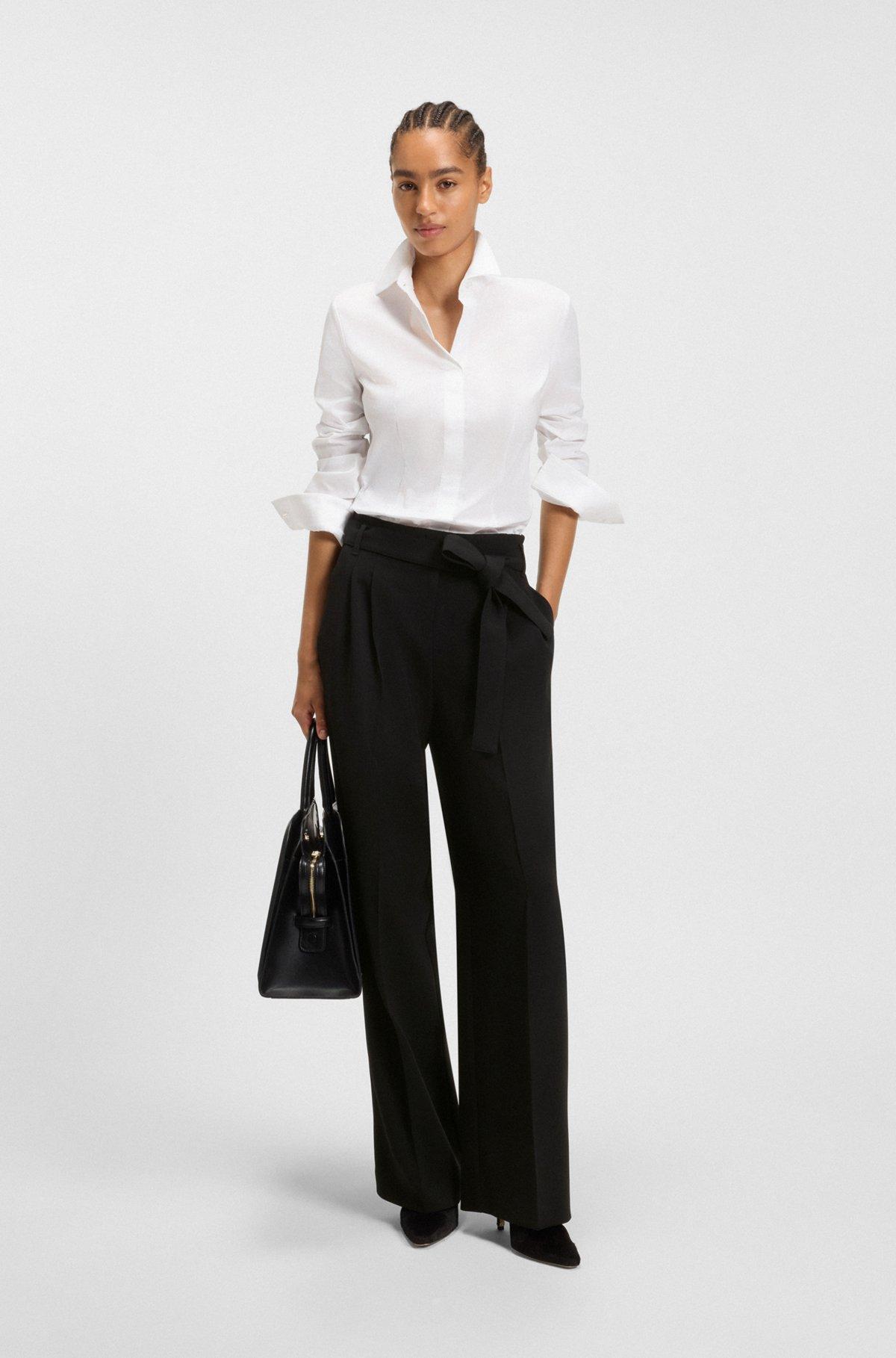 Relaxed-fit trousers in crease-resistant crepe Product Image