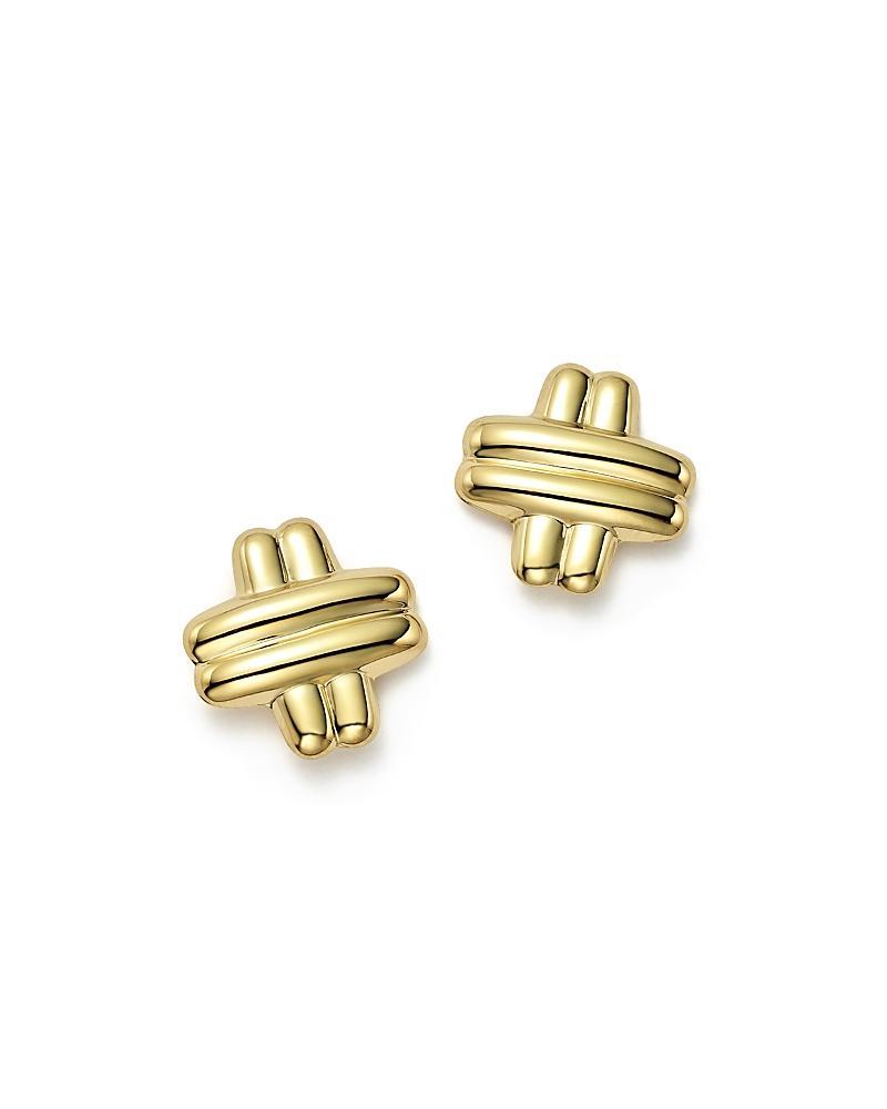 Flat Cross Stud Earrings in 14k White, Yellow or Rose Gold Product Image