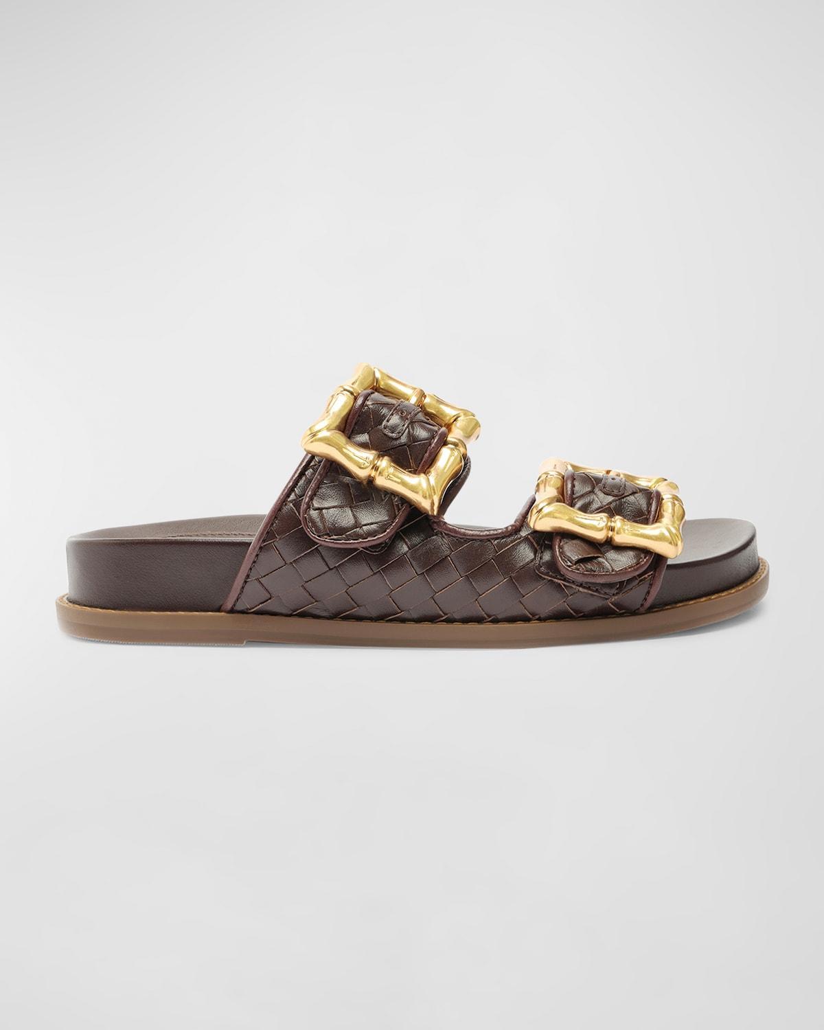 Schutz Enola Woven Leather Buckle Slide Womens at Urban Outfitters Product Image