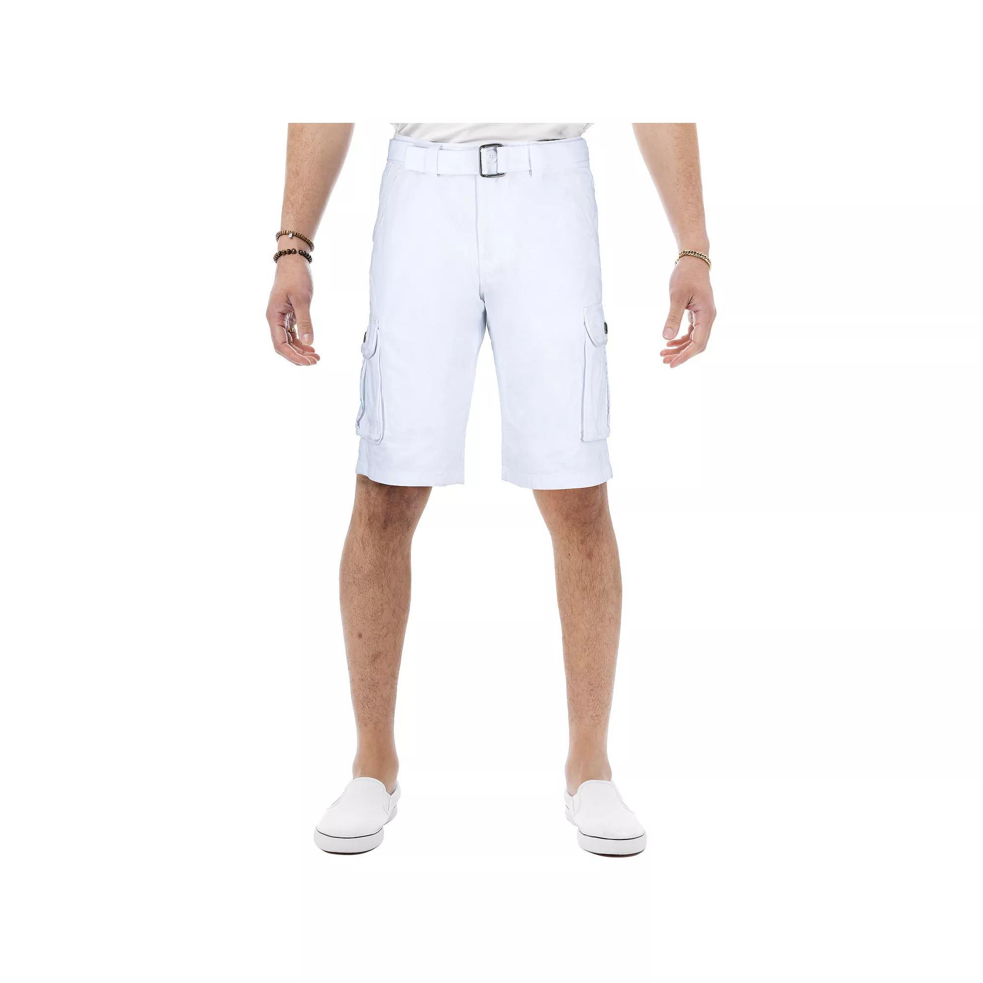 Men's RAW X by Xray Regular-Fit Belted Button Cargo Shorts, Size: 34, White Product Image