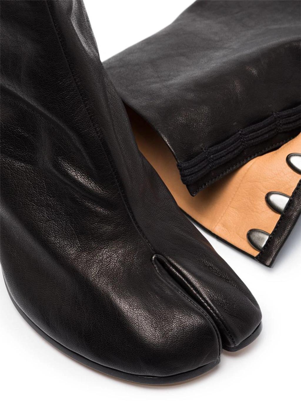 Tabi Split-toe Leather Ankle Boots In Black Product Image