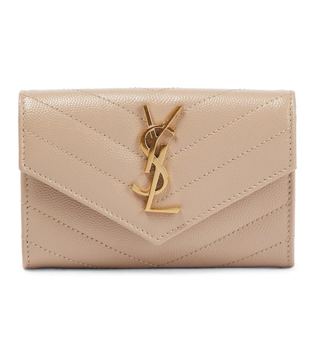 SAINT LAURENT Monogram Small Leather Wallet In Dark Beige Product Image