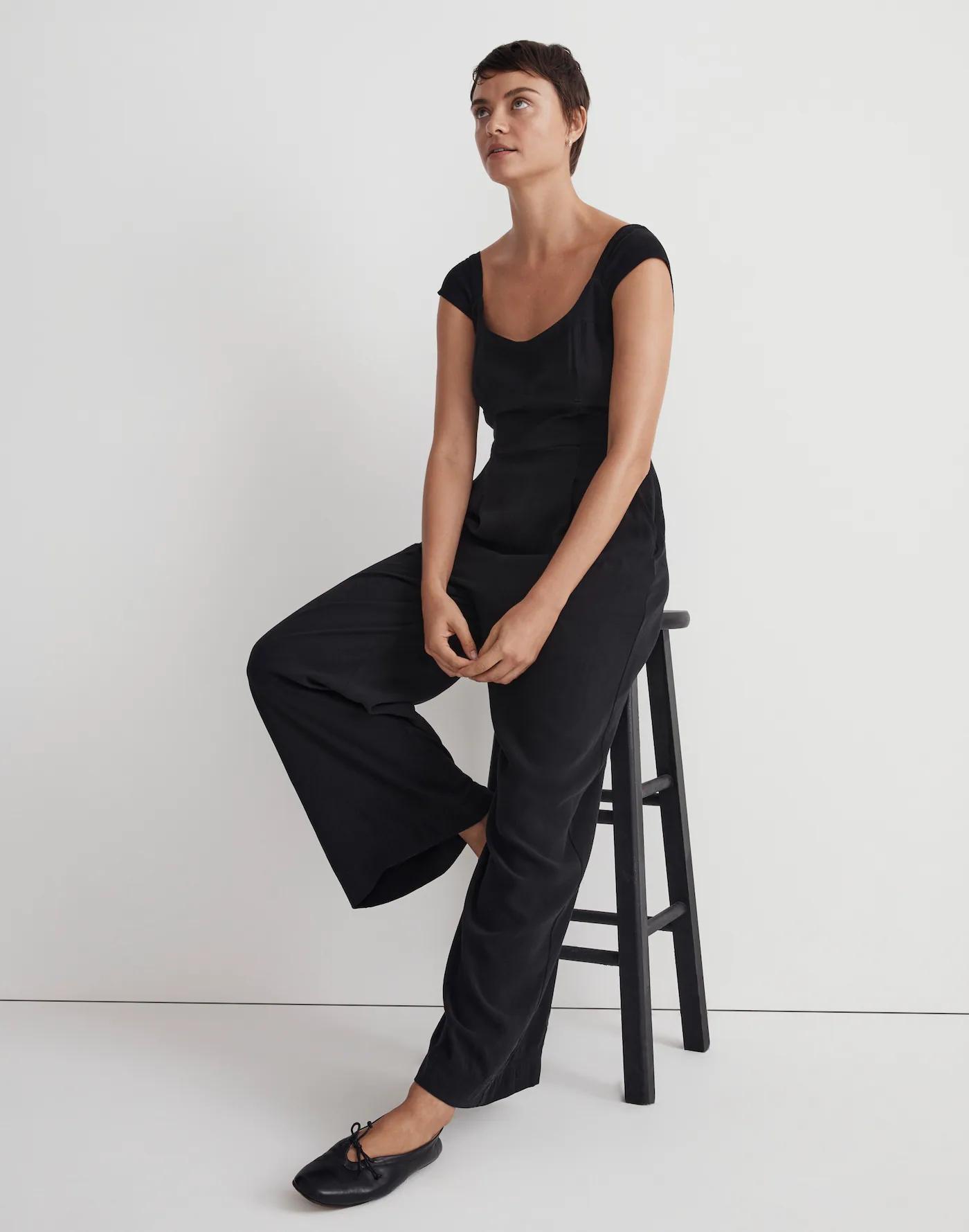 Cap-Sleeve Crop Wide-Leg Jumpsuit Product Image